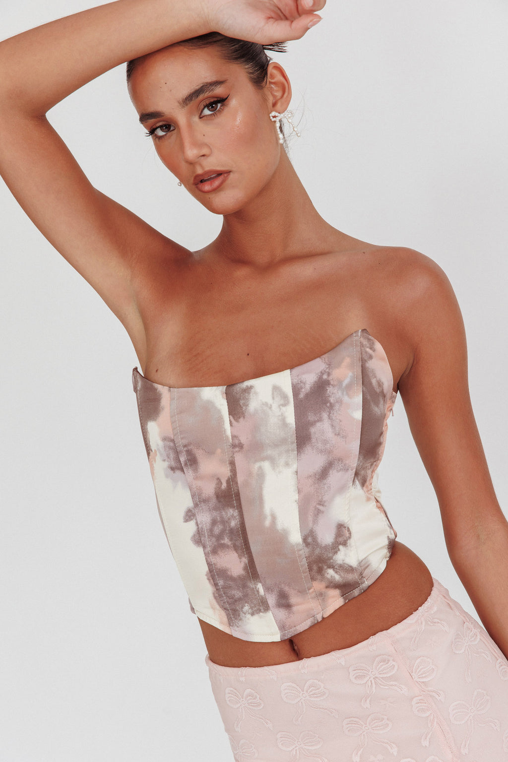 Emmalyn Corset Top Peach Multi by Selfie Leslie Australia