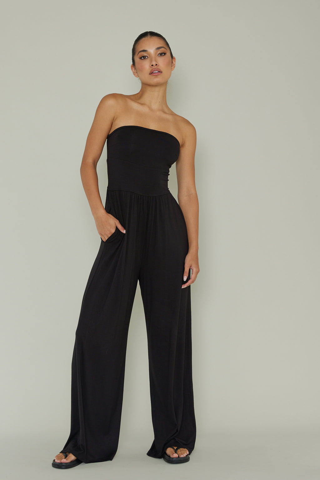 Morocca Strapless Jumpsuit Black by Selfie Leslie Australia