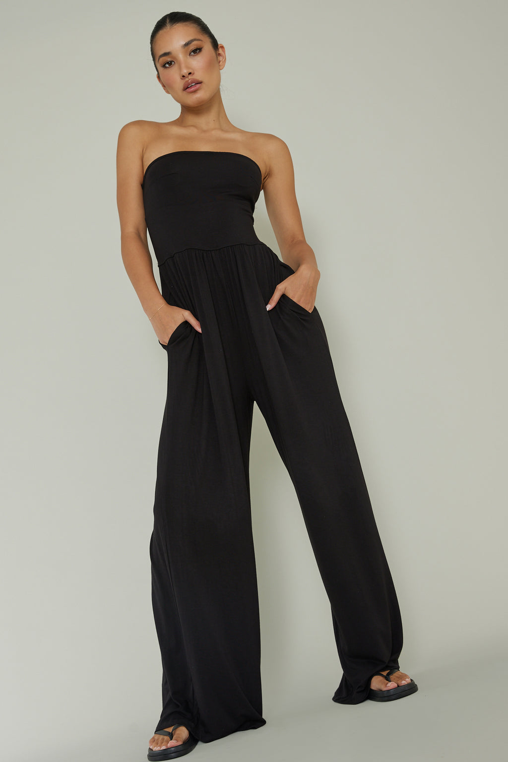 Morocca Strapless Jumpsuit Black by Selfie Leslie Australia