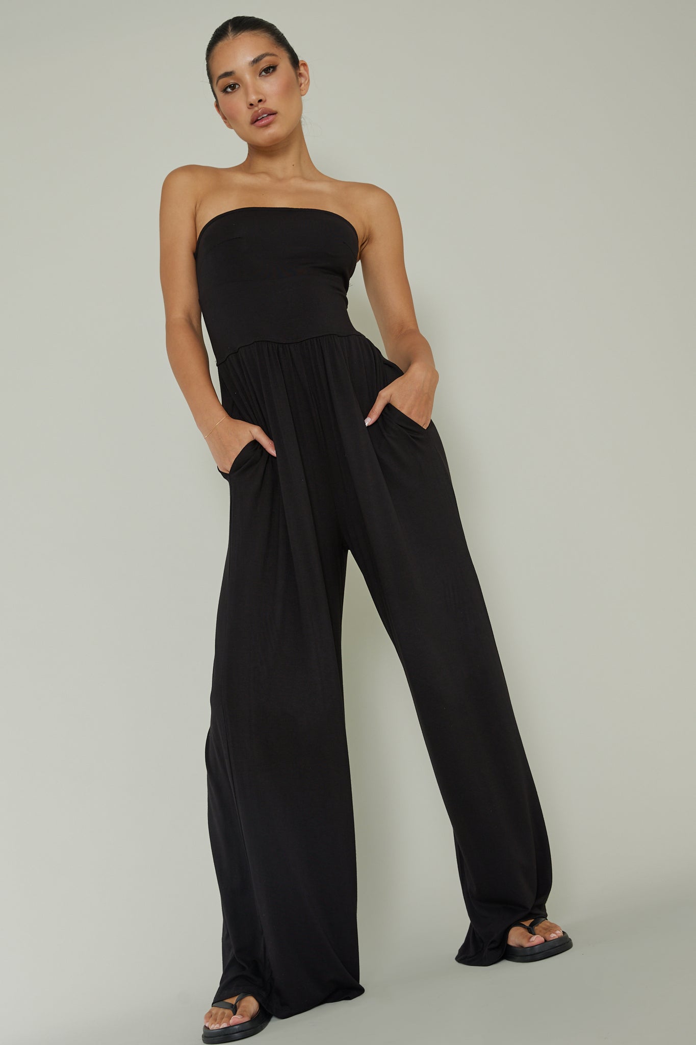 Morocca Strapless Jumpsuit Black by Selfie Leslie Australia