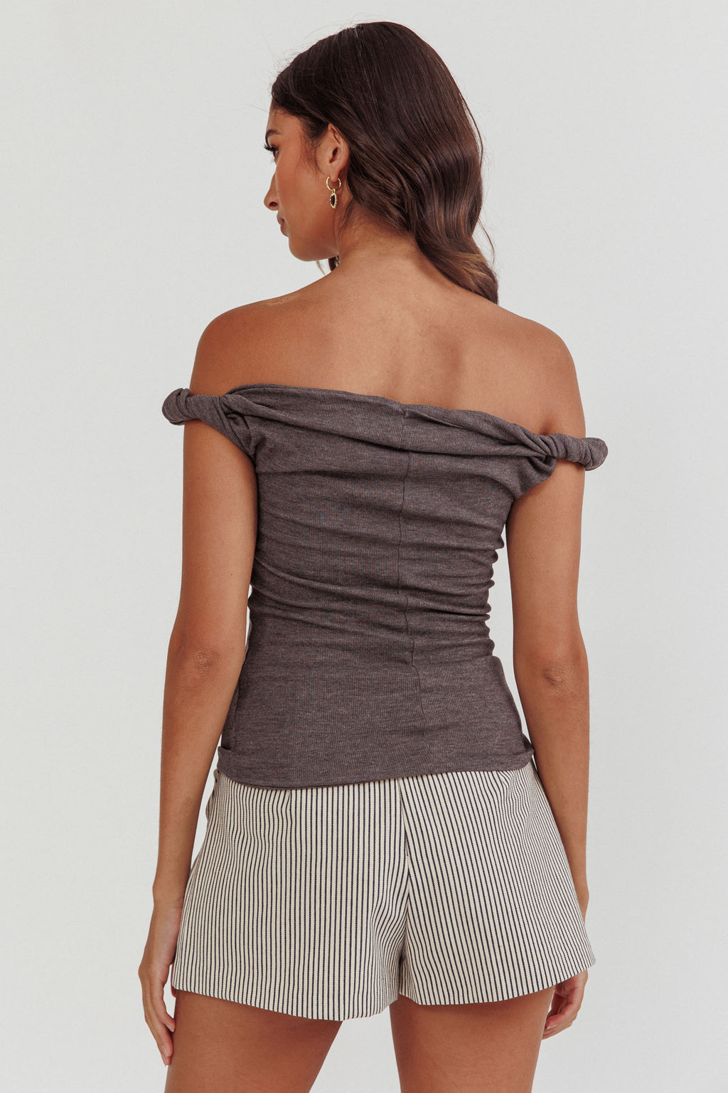 Teri Rolled Off-Shoulder Top Charcoal by Selfie Leslie Australia