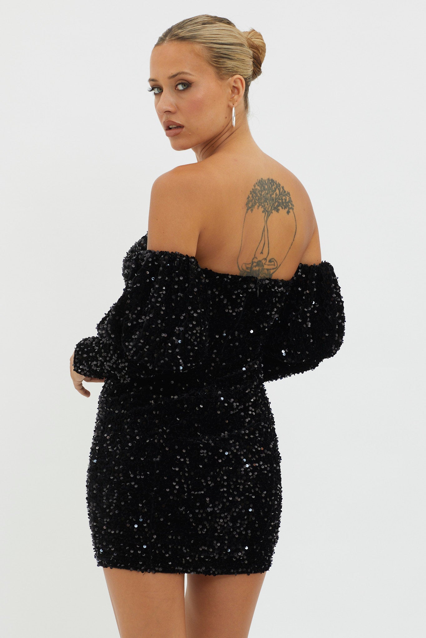 Merry & Bright Sequin Mini Dress Black by Selfie Leslie Australia