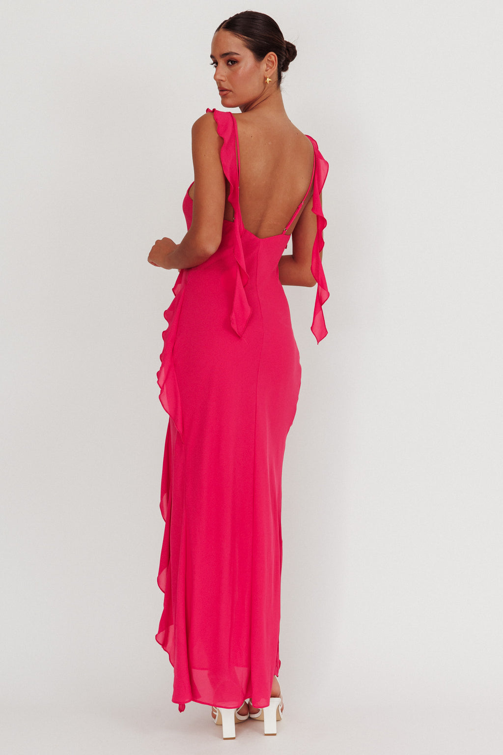 Joyride Ruffle Maxi Dress Magenta by Selfie Leslie Australia
