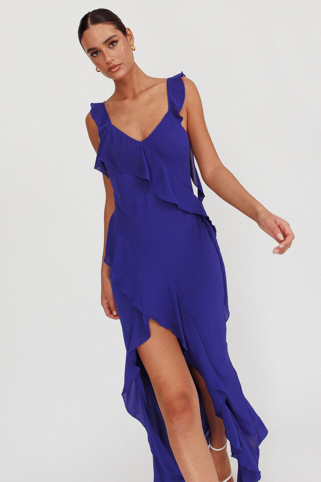 Joyride Ruffle Maxi Dress Royal Blue by Selfie Leslie Australia