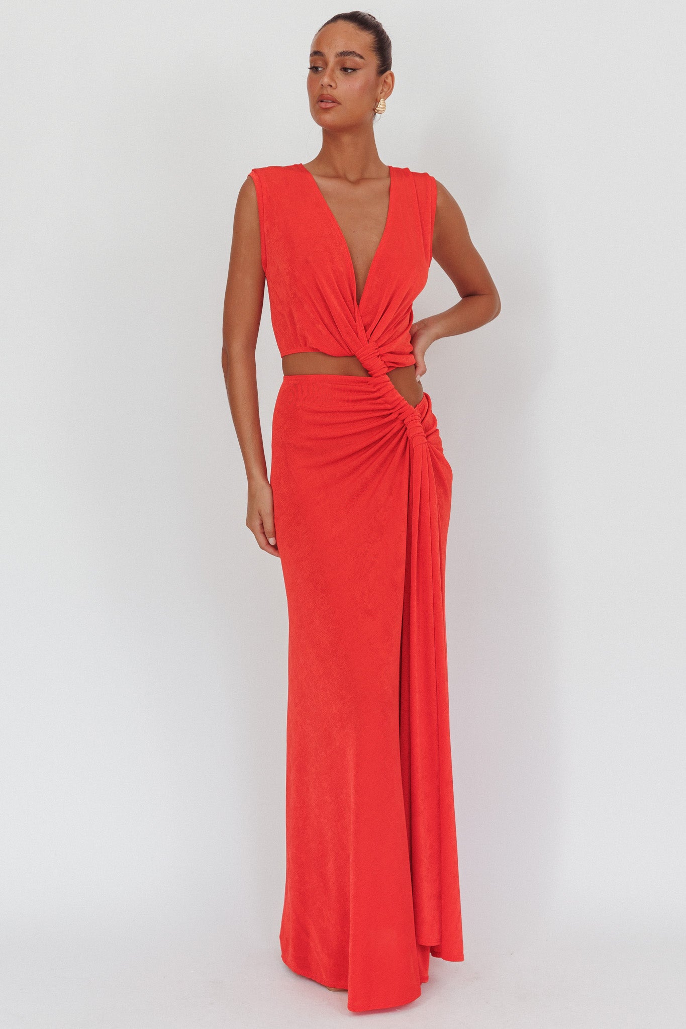 Mimosa Twist Waist Maxi Dress Coral by Selfie Leslie Australia