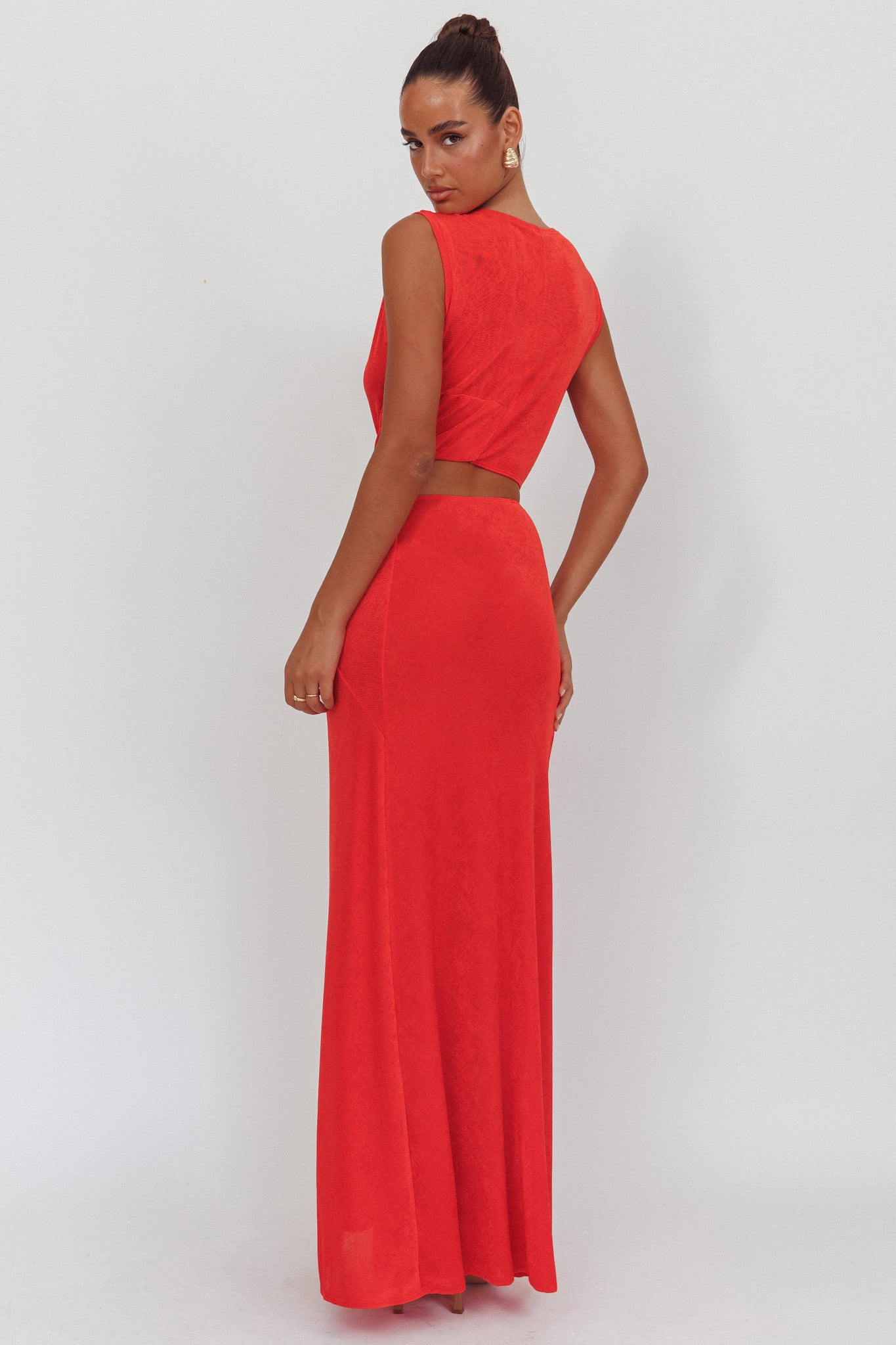 Mimosa Twist Waist Maxi Dress Coral by Selfie Leslie Australia