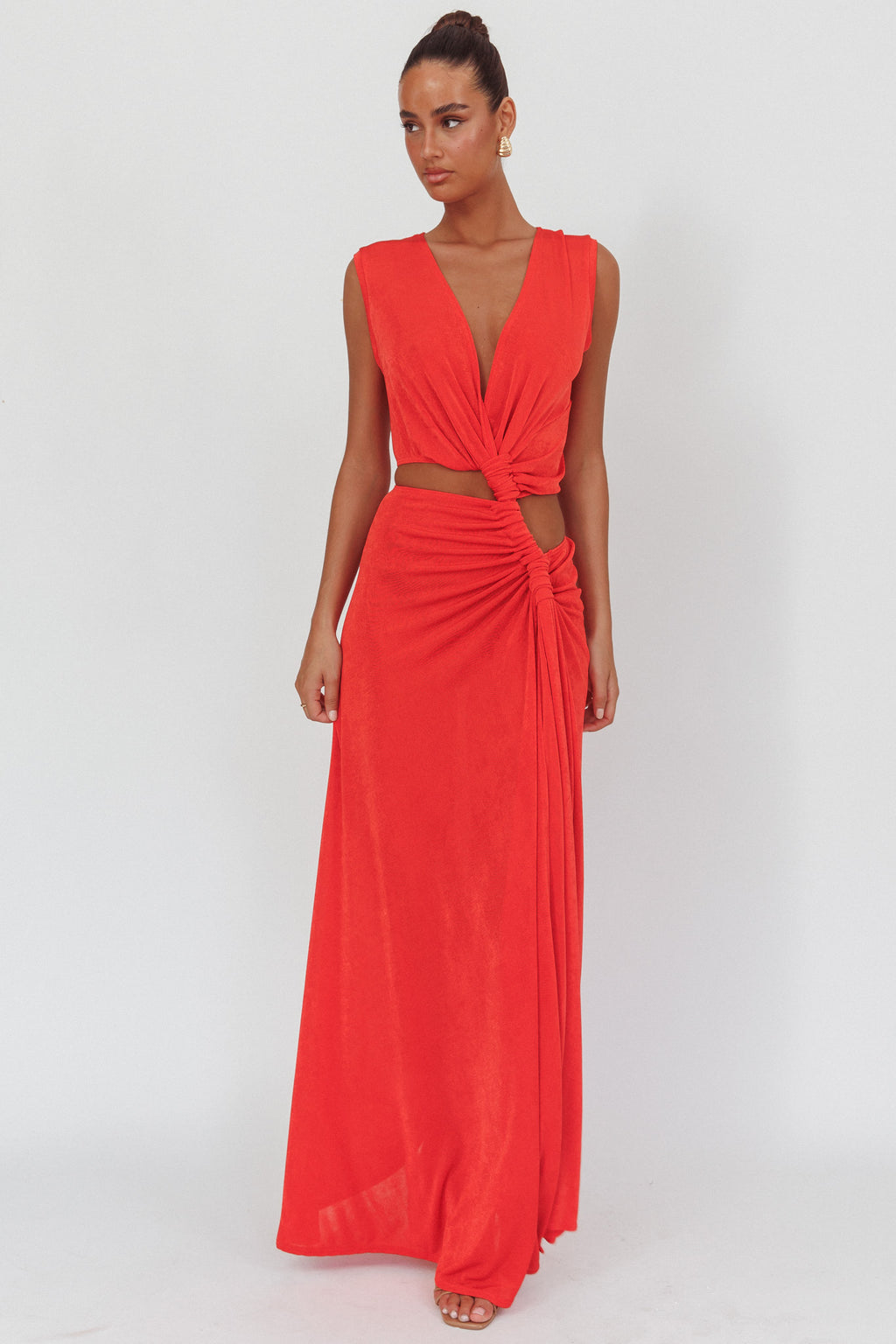 Mimosa Twist Waist Maxi Dress Coral by Selfie Leslie Australia