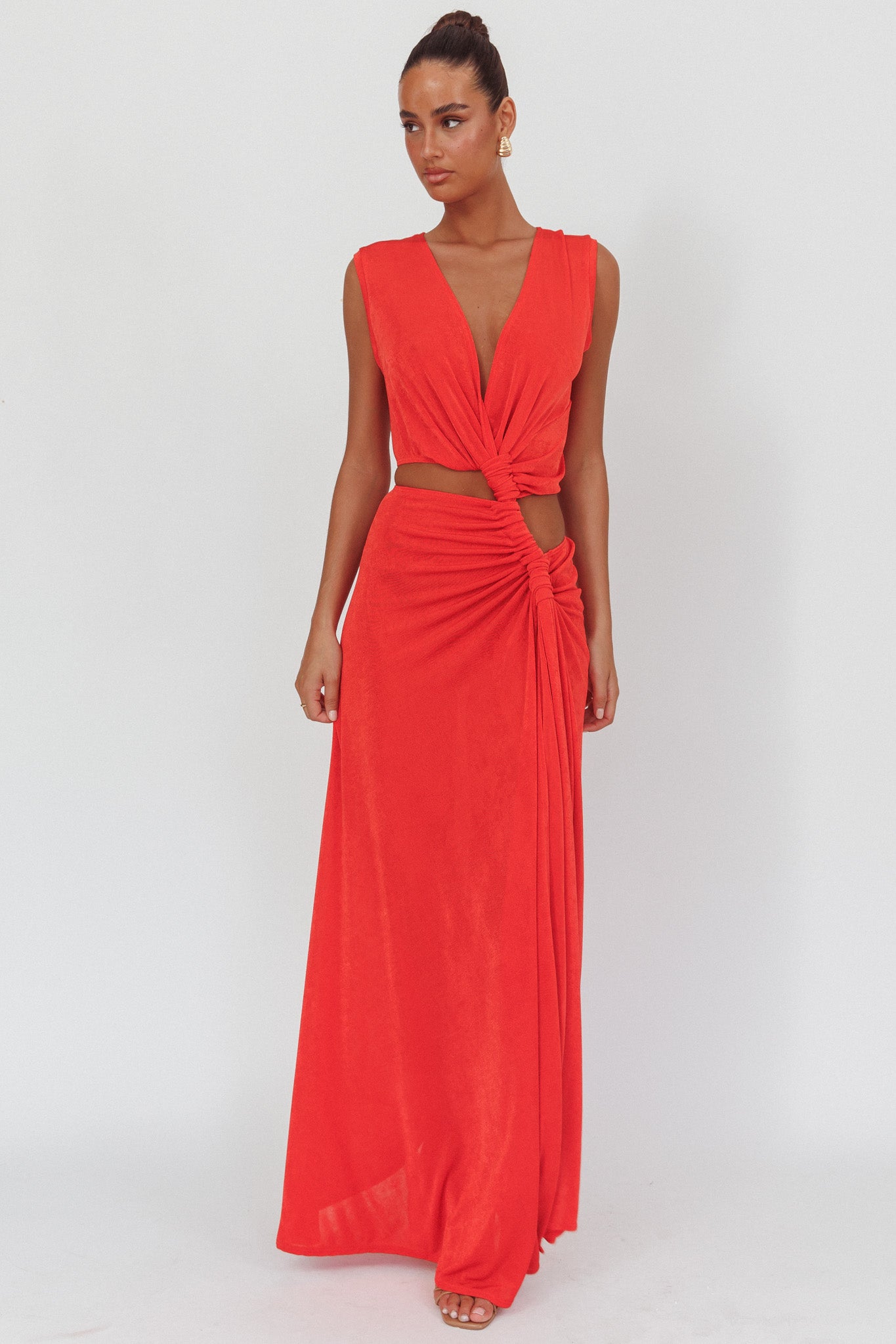 Mimosa Twist Waist Maxi Dress Coral by Selfie Leslie Australia