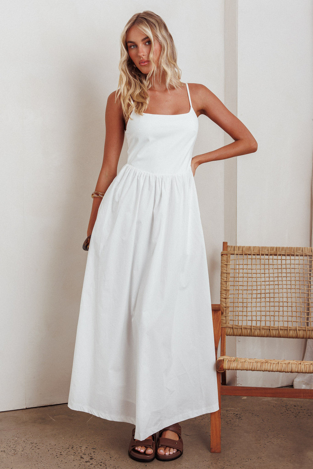 Yelizaveta Side Pocket Maxi Dress White by Selfie Leslie Australia