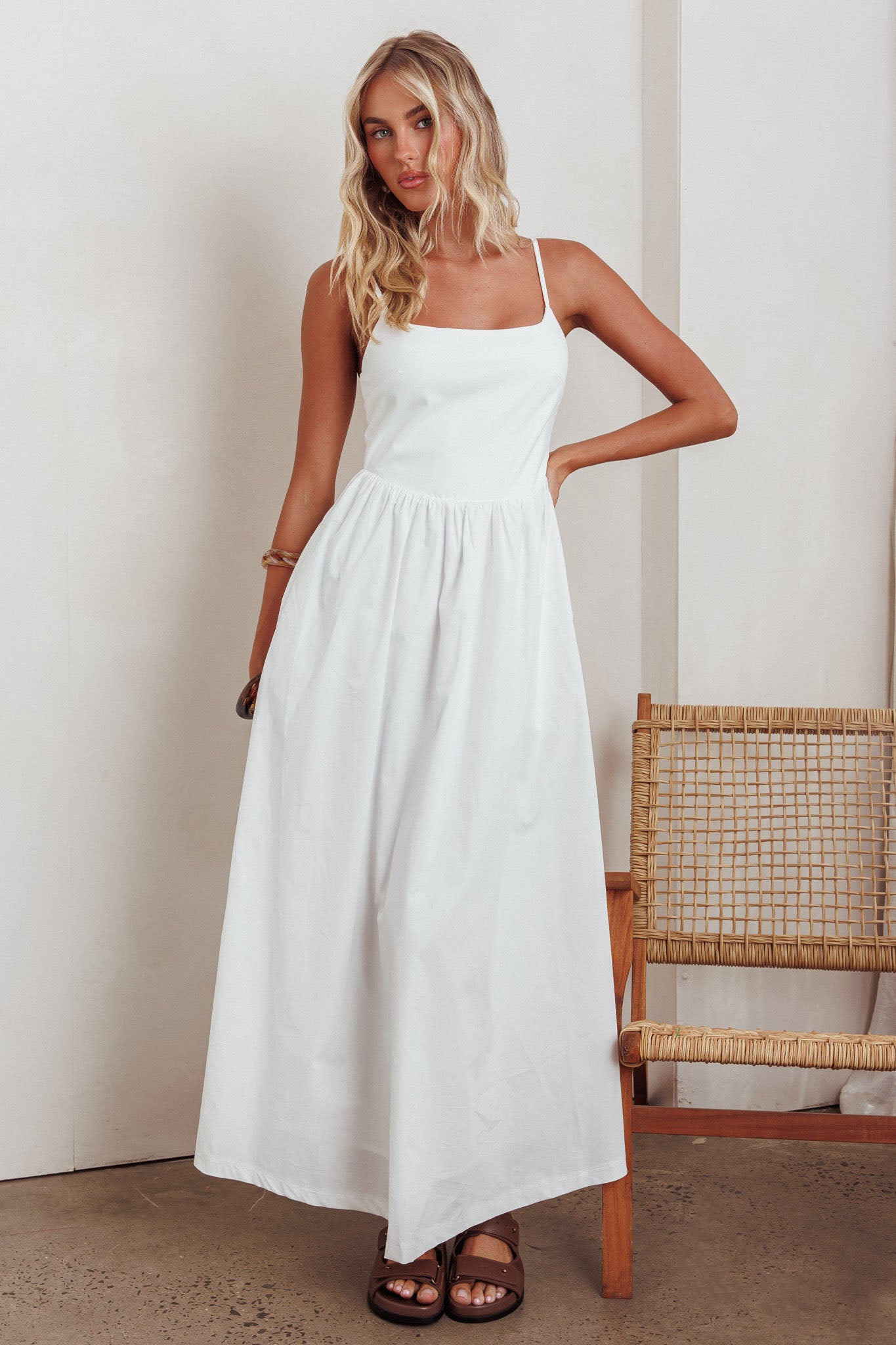 Yelizaveta Side Pocket Maxi Dress White by Selfie Leslie Australia
