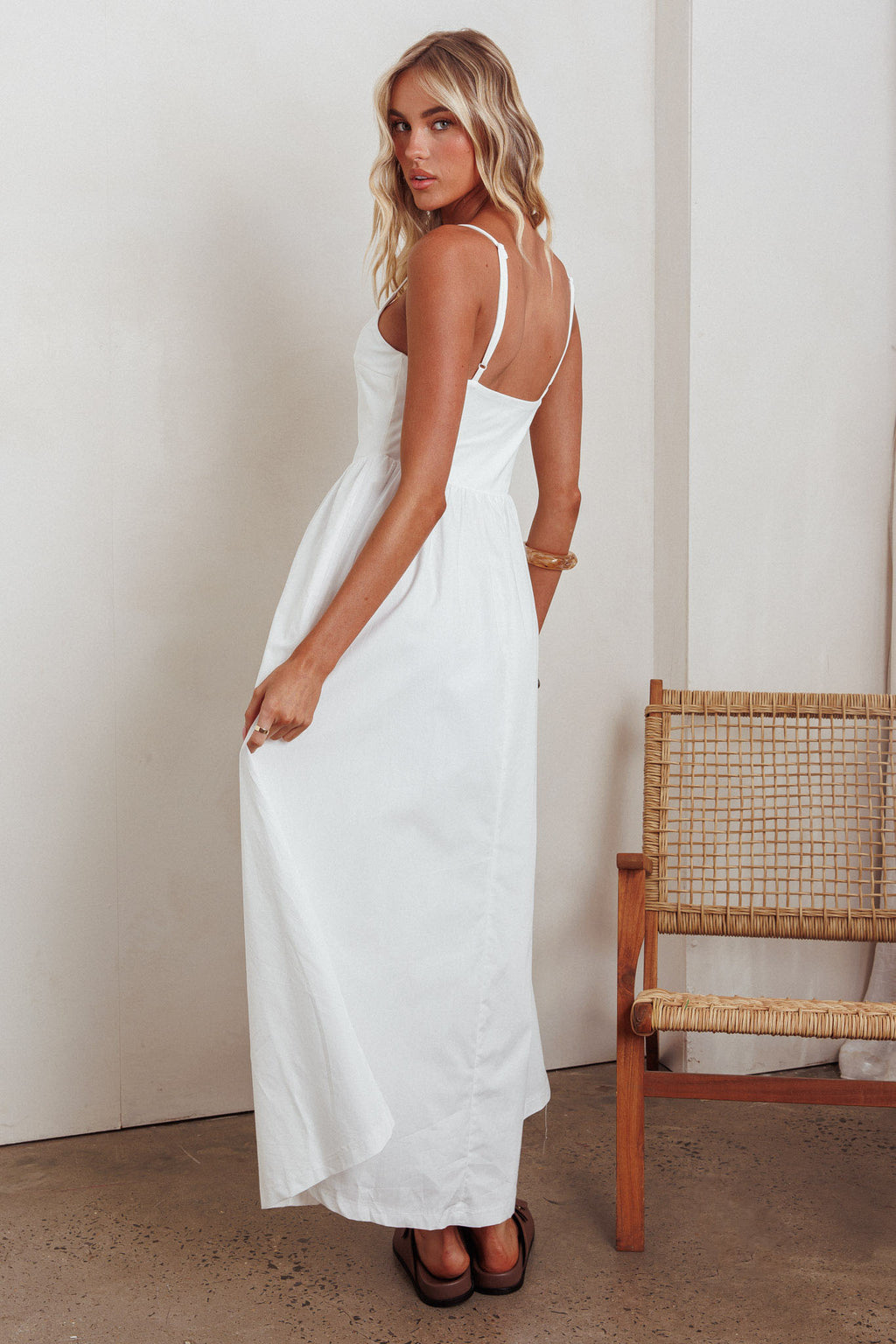 Yelizaveta Side Pocket Maxi Dress White by Selfie Leslie Australia