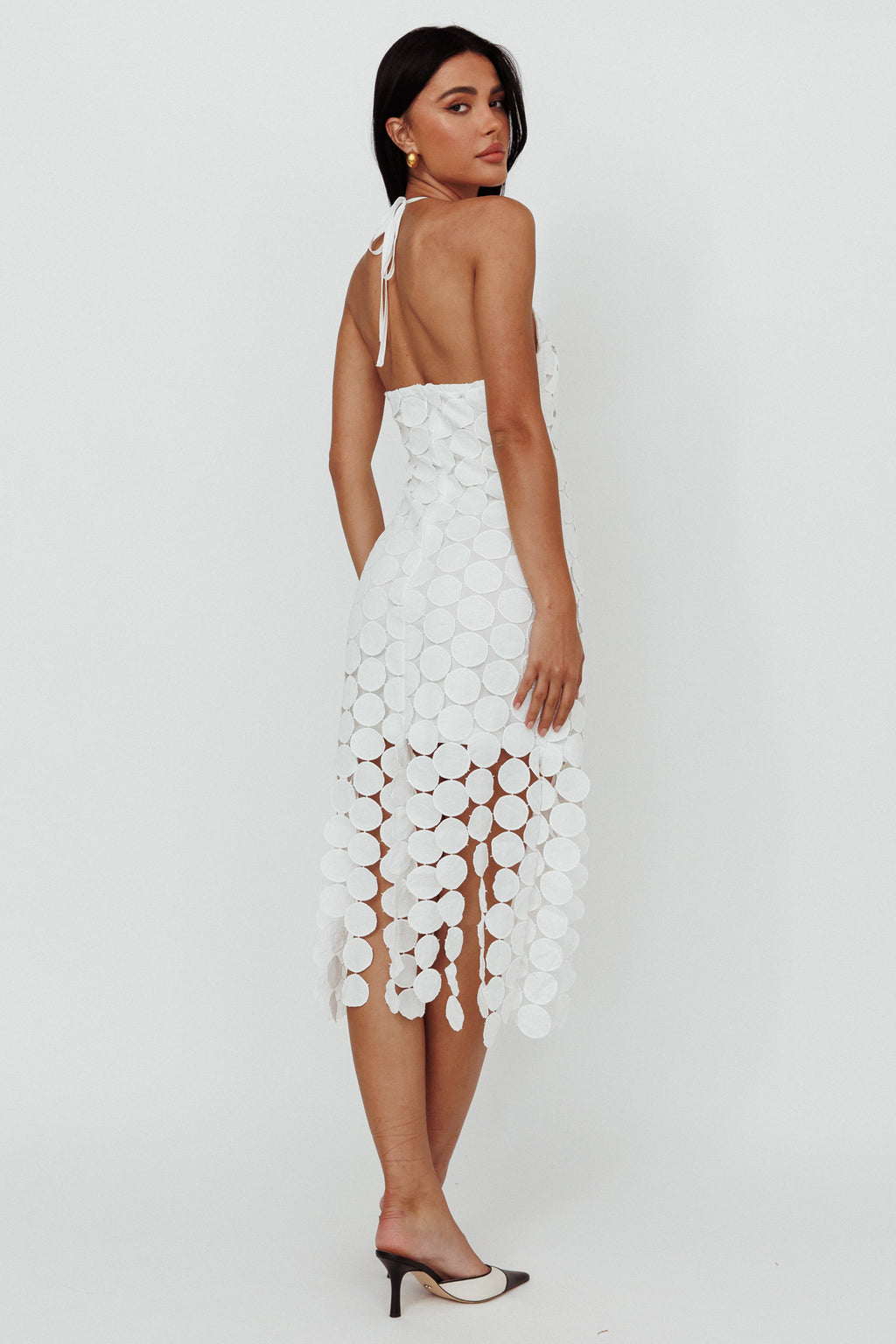 Taking Chances Halterneck Circle Mini Dress White by Selfie Leslie Australia