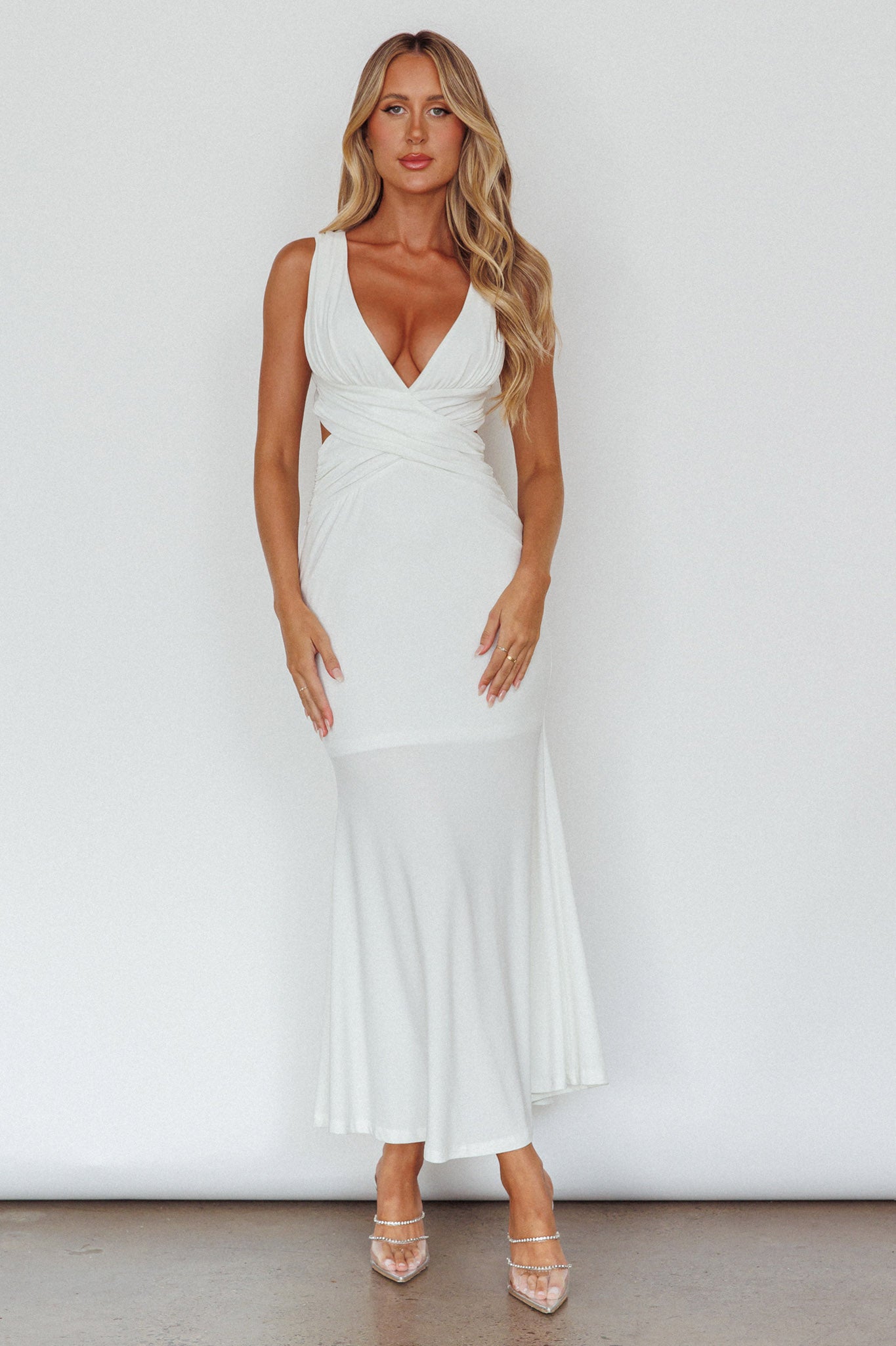 Alethia Cross Back Midi Dress White by Selfie Leslie Australia
