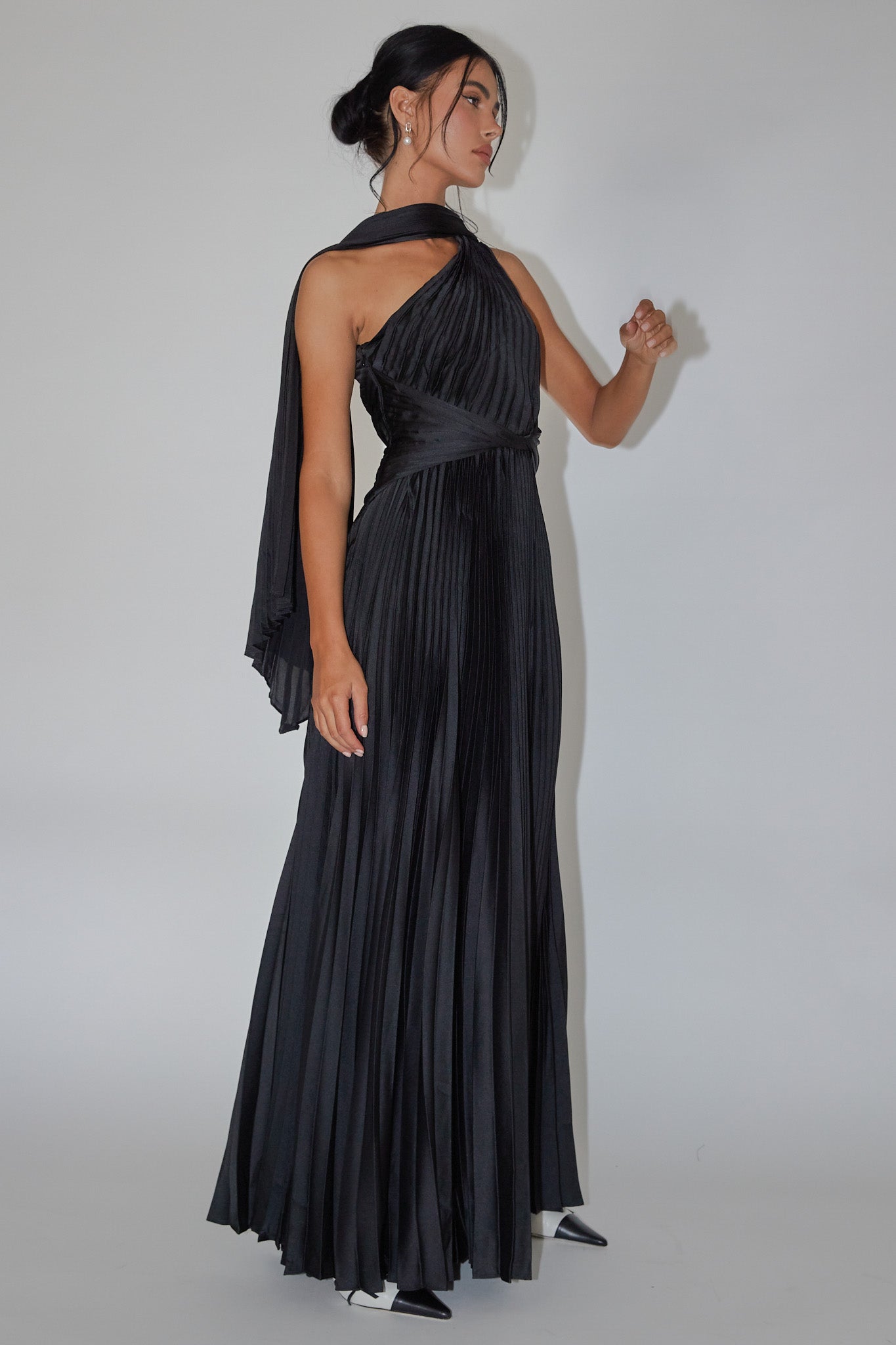 Laxmi Accordion Pleat Maxi Dress Black by Selfie Leslie Australia