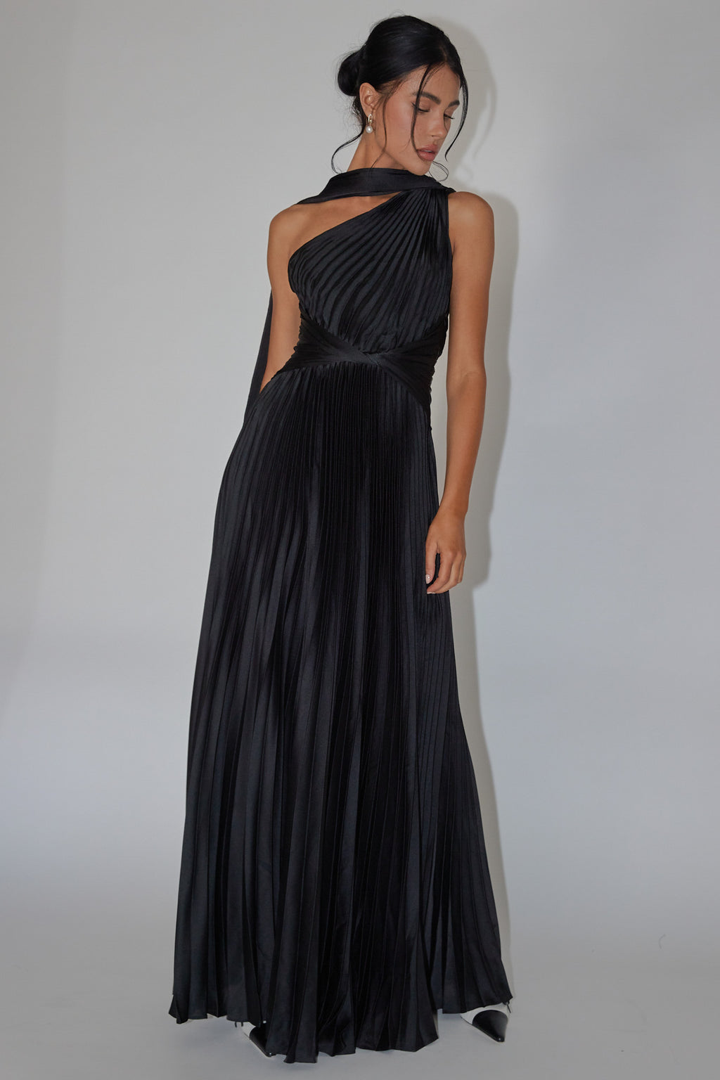 Laxmi Accordion Pleat Maxi Dress Black by Selfie Leslie Australia