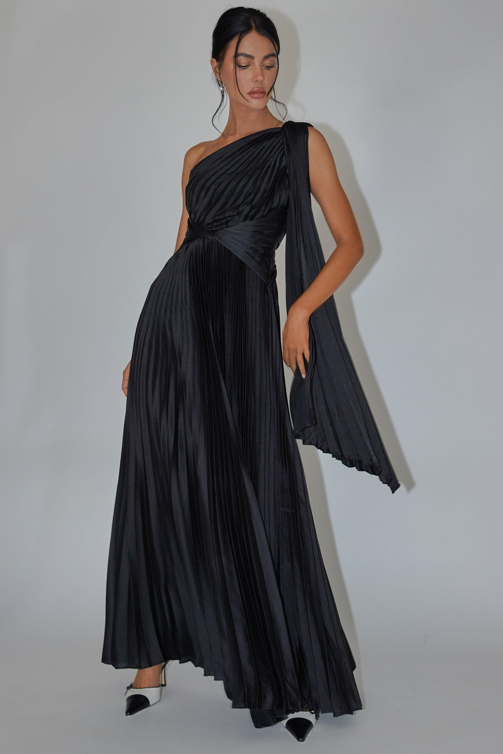 Laxmi Accordion Pleat Maxi Dress Black by Selfie Leslie Australia