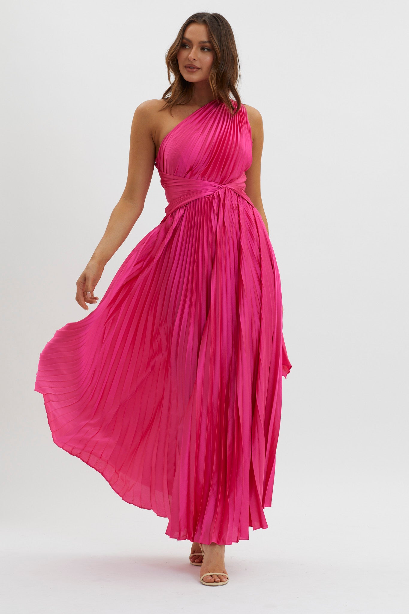 Laxmi Accordion Pleat Maxi Dress Fuchsia by Selfie Leslie Australia