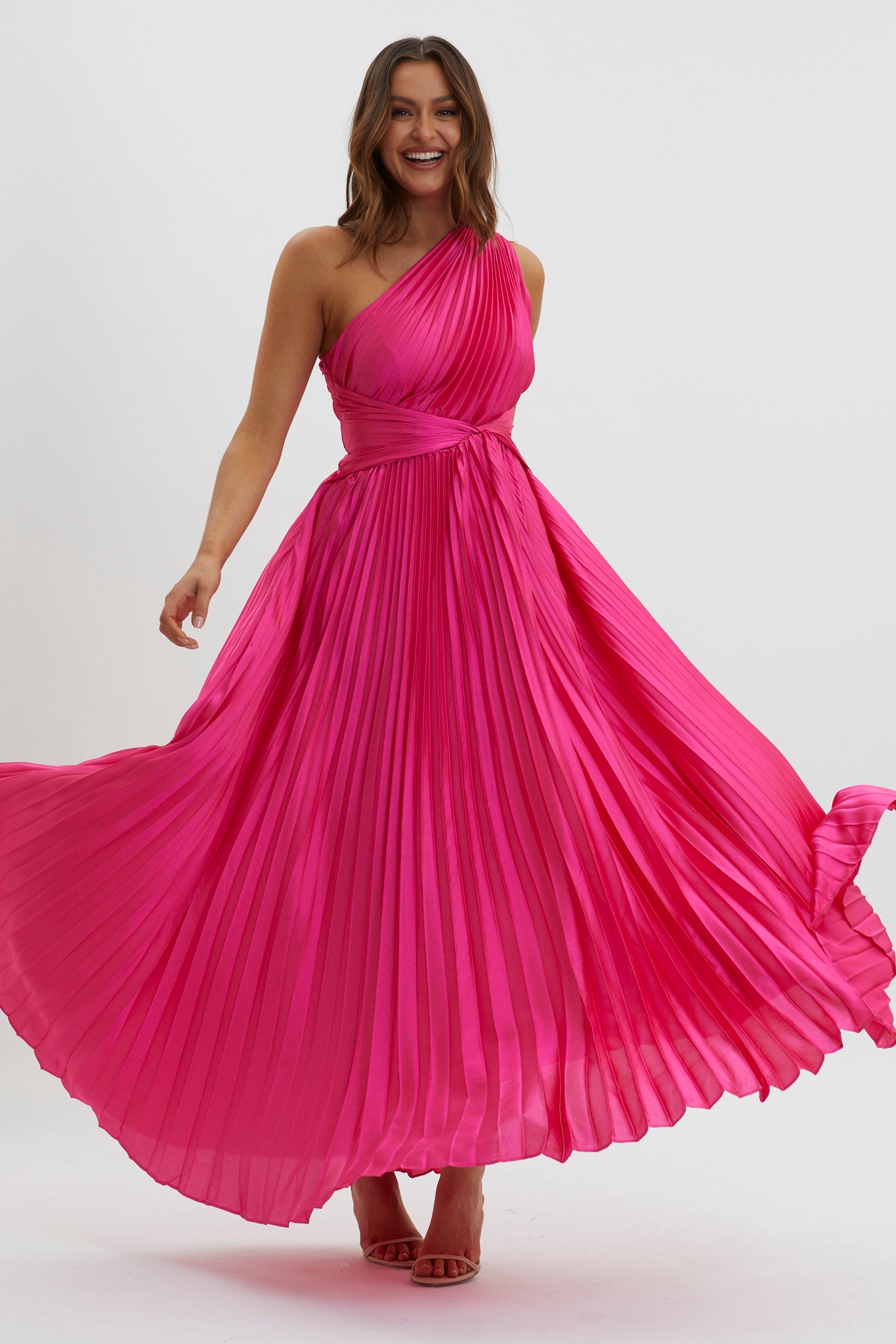 Laxmi Accordion Pleat Maxi Dress Fuchsia by Selfie Leslie Australia