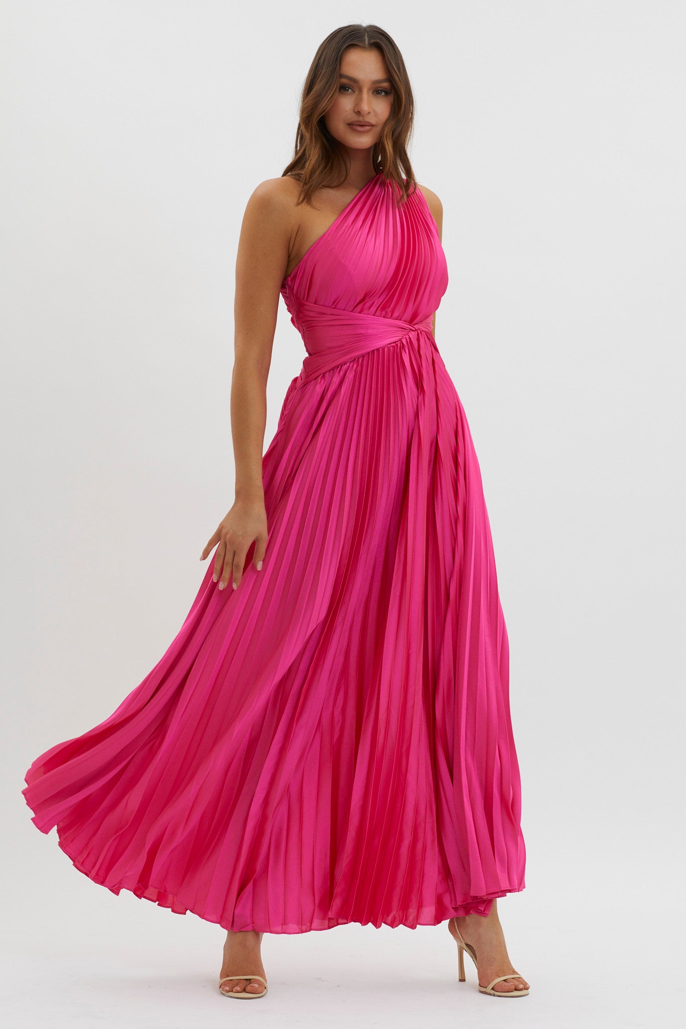 Laxmi Accordion Pleat Maxi Dress Fuchsia by Selfie Leslie Australia