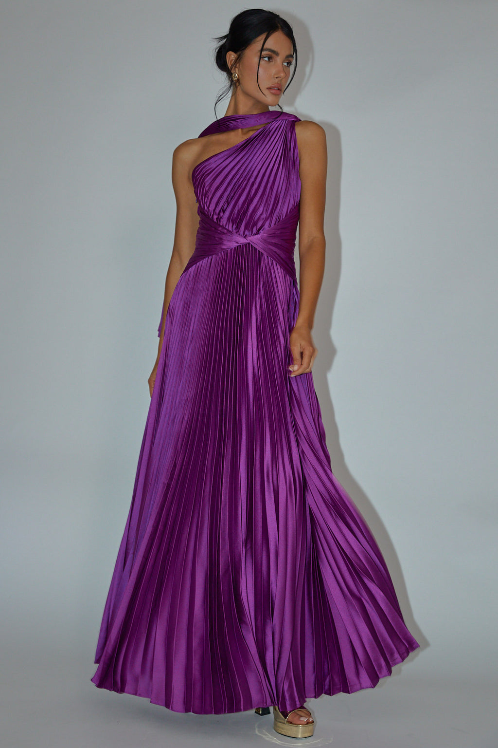 Laxmi Accordion Pleat Maxi Dress Purple by Selfie Leslie Australia