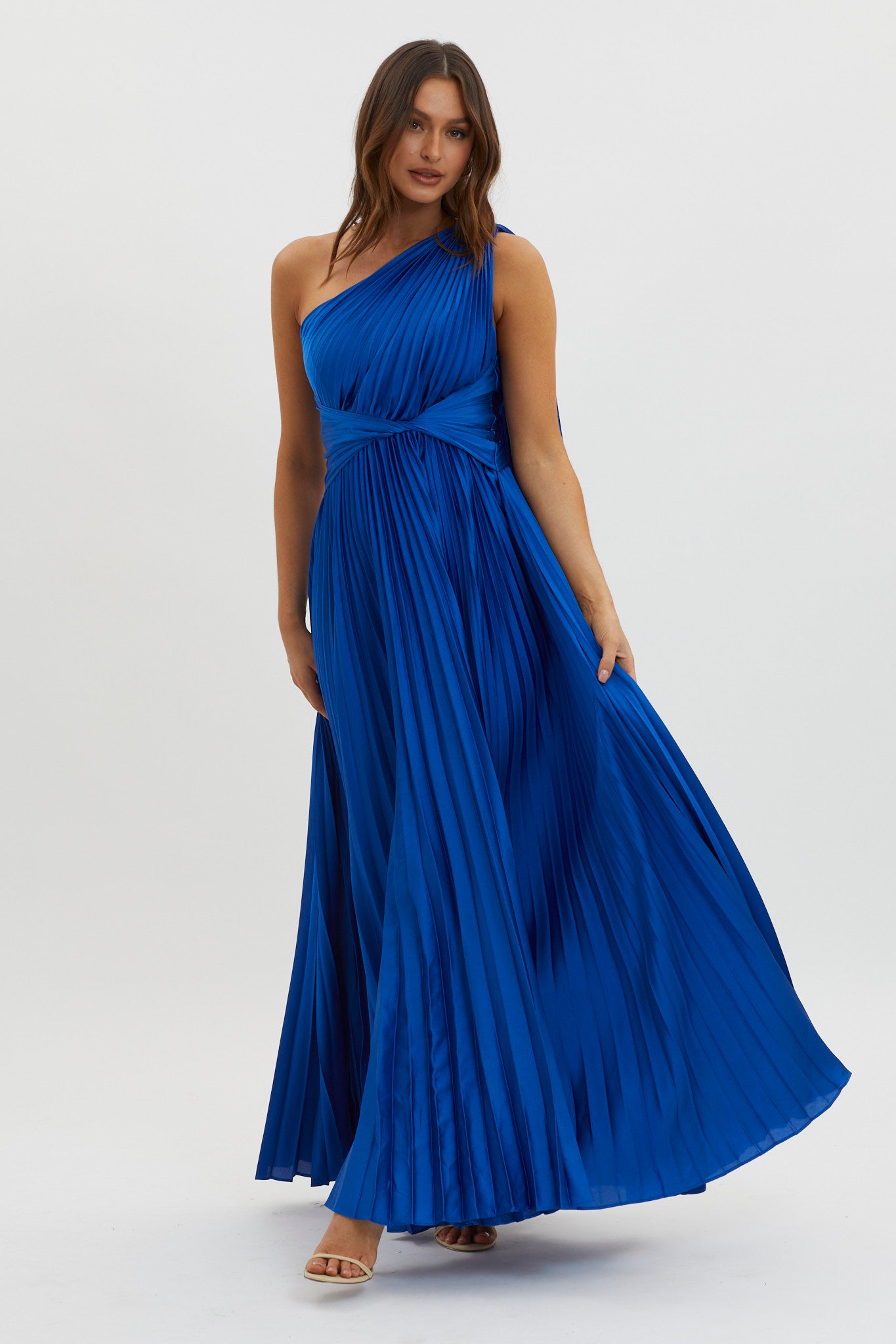 Shop the Laxmi Accordion Pleat Maxi Dress Royal Blue