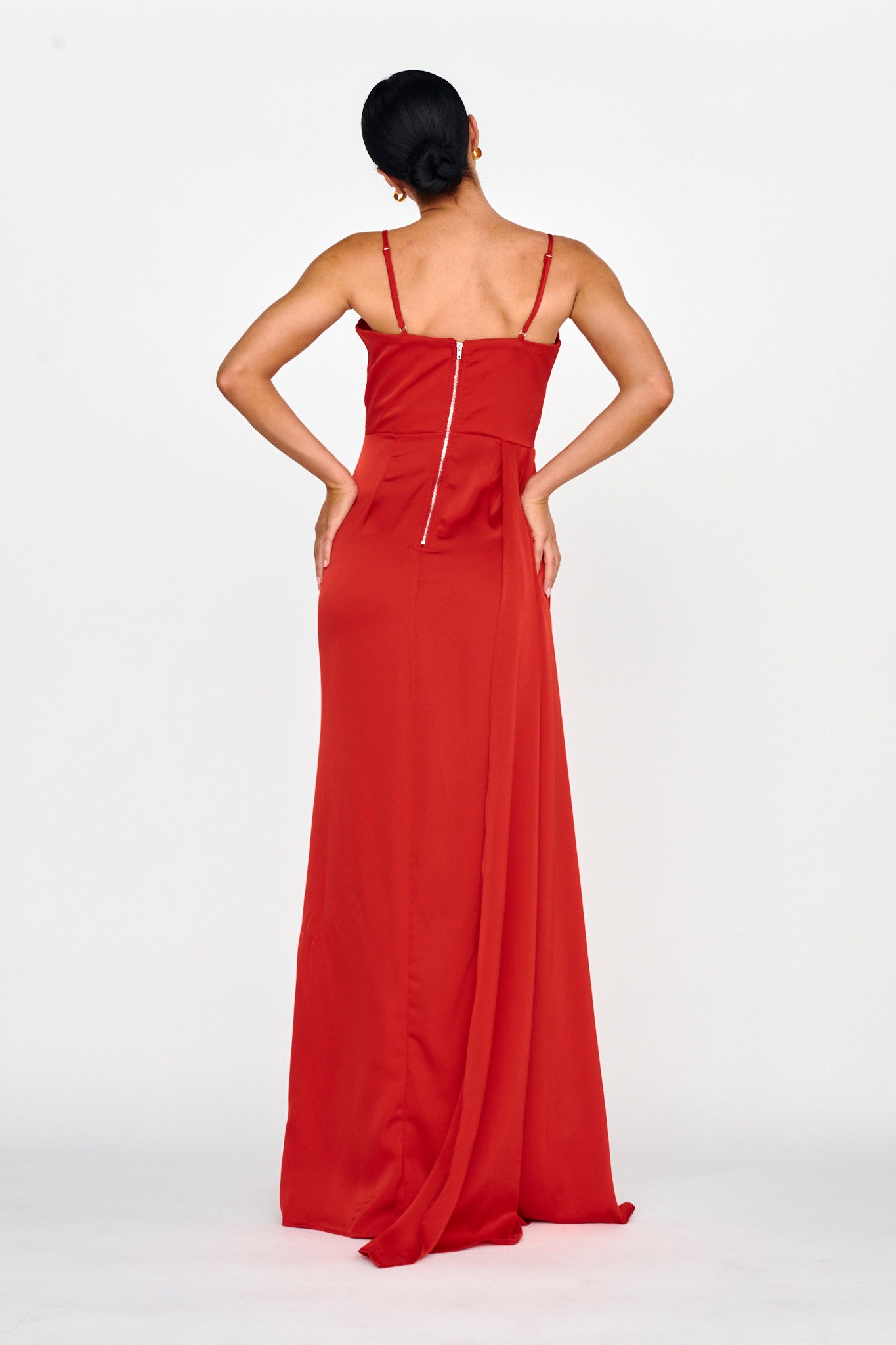 Secret Sweetheart Neckline Split Maxi Dress Red by Selfie Leslie Australia