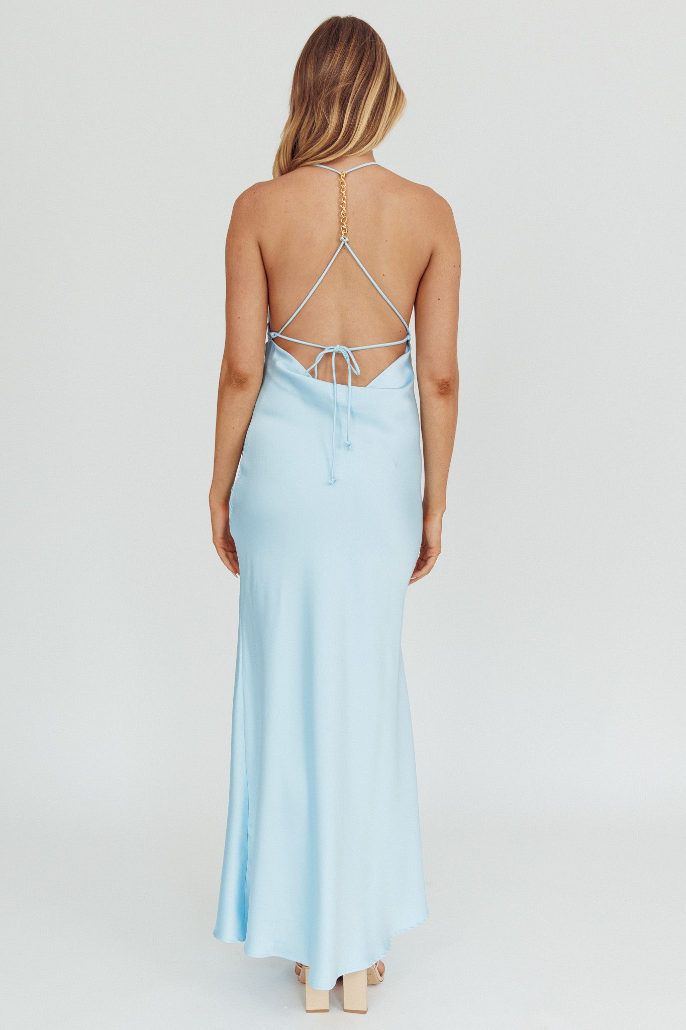 Palma Low Back Strappy Maxi Dress Baby Blue by Selfie Leslie Australia