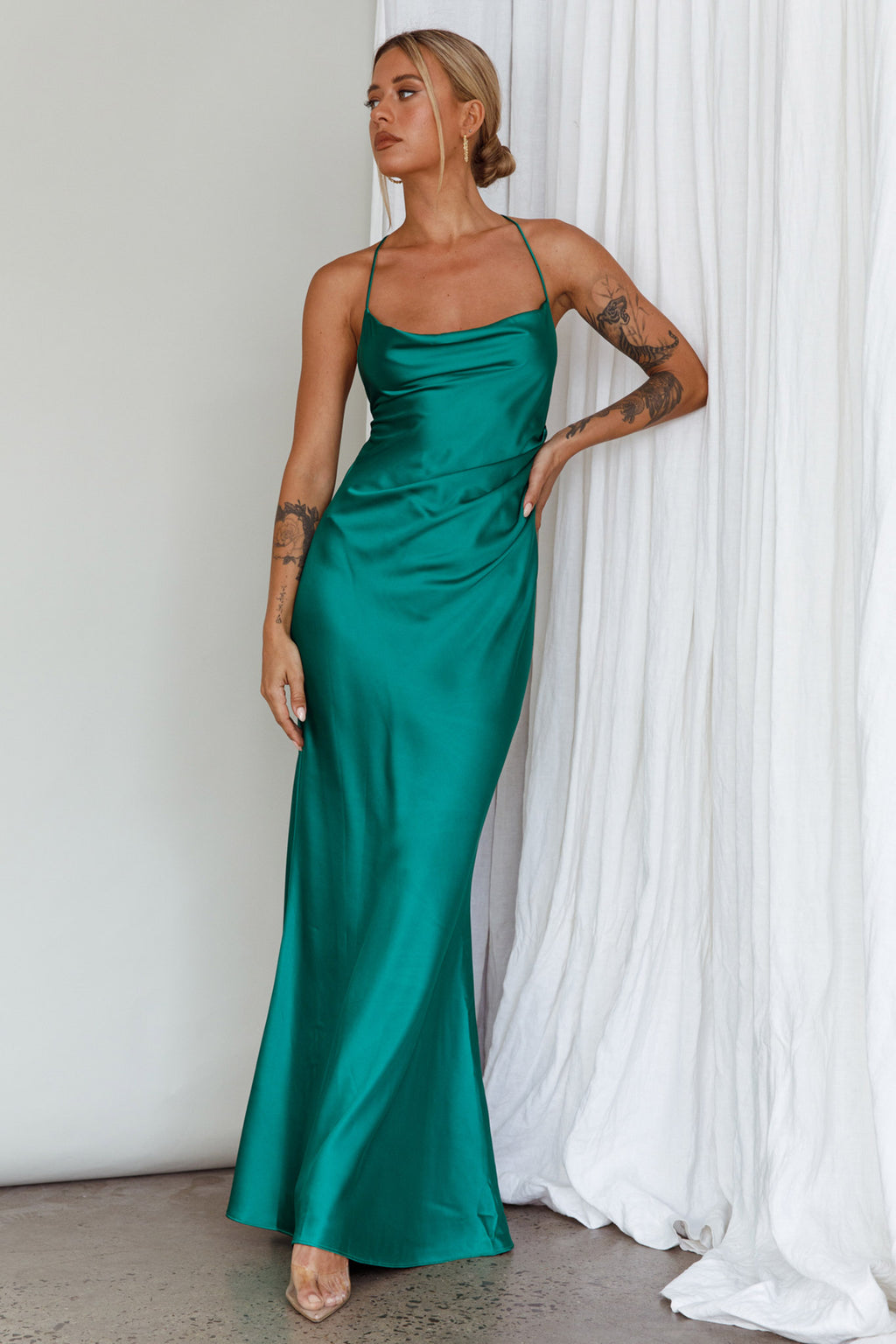 Palma Low Back Strappy Maxi Dress Emerald by Selfie Leslie Australia