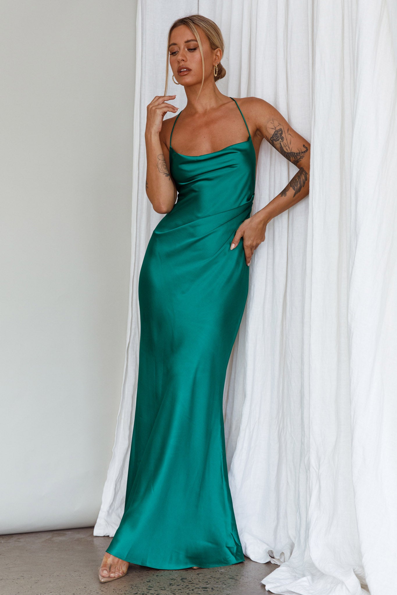 Palma Low Back Strappy Maxi Dress Emerald by Selfie Leslie Australia