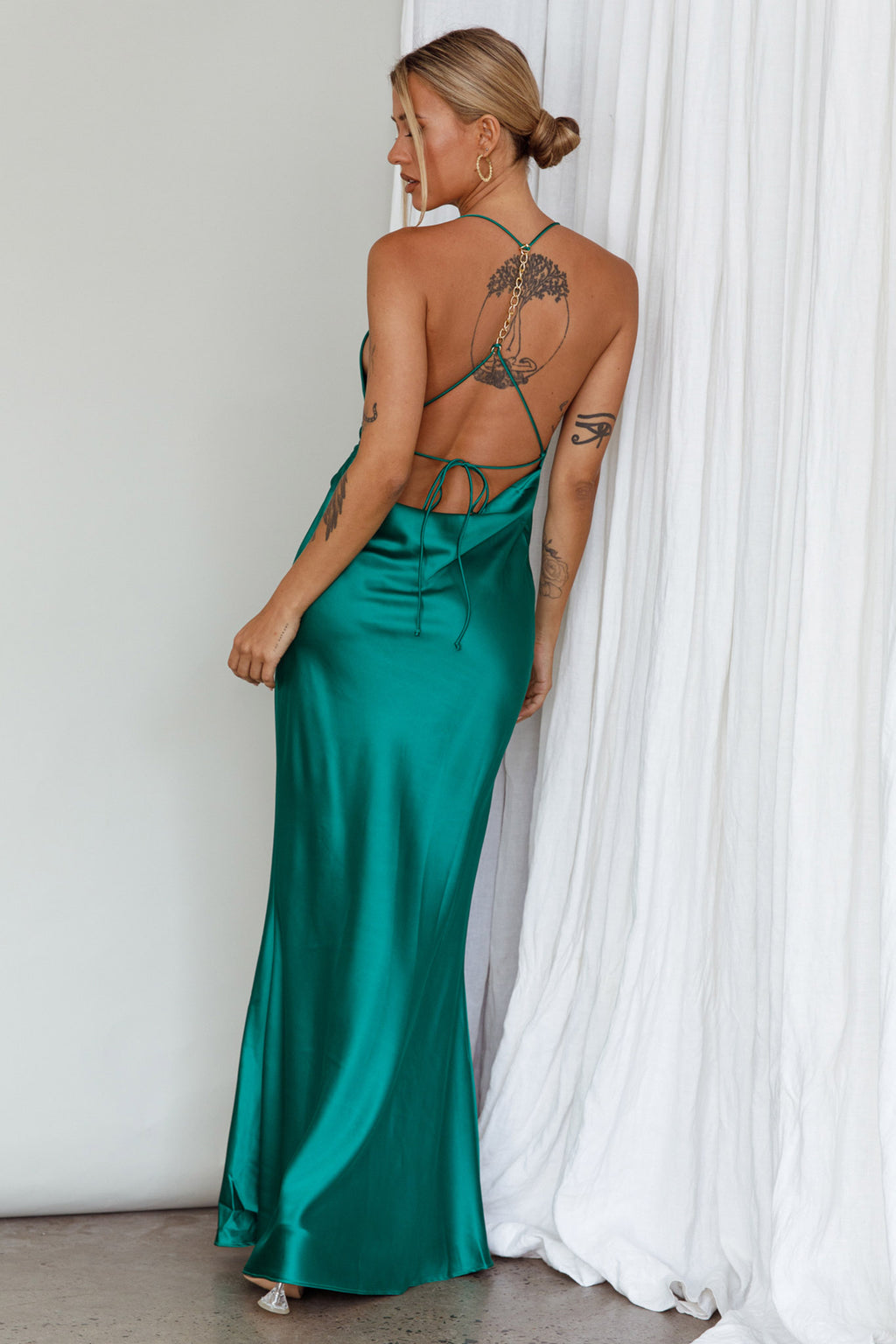 Palma Low Back Strappy Maxi Dress Emerald by Selfie Leslie Australia