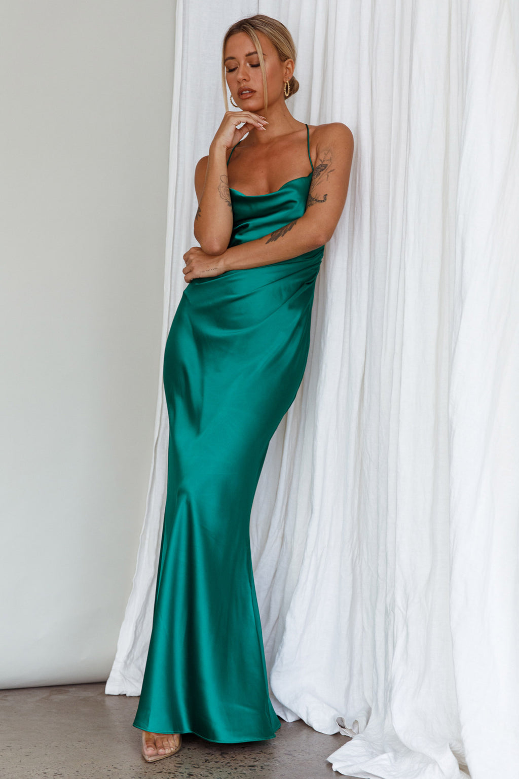 Palma Low Back Strappy Maxi Dress Emerald by Selfie Leslie Australia