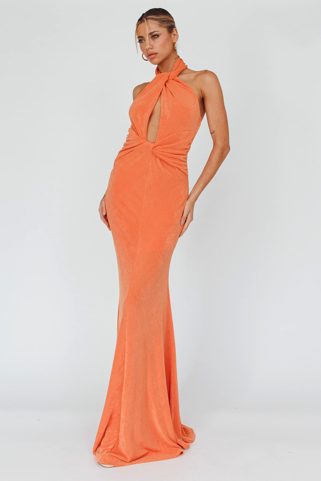 Ileana Twist Bodice Maxi Dress Orange by Selfie Leslie Australia