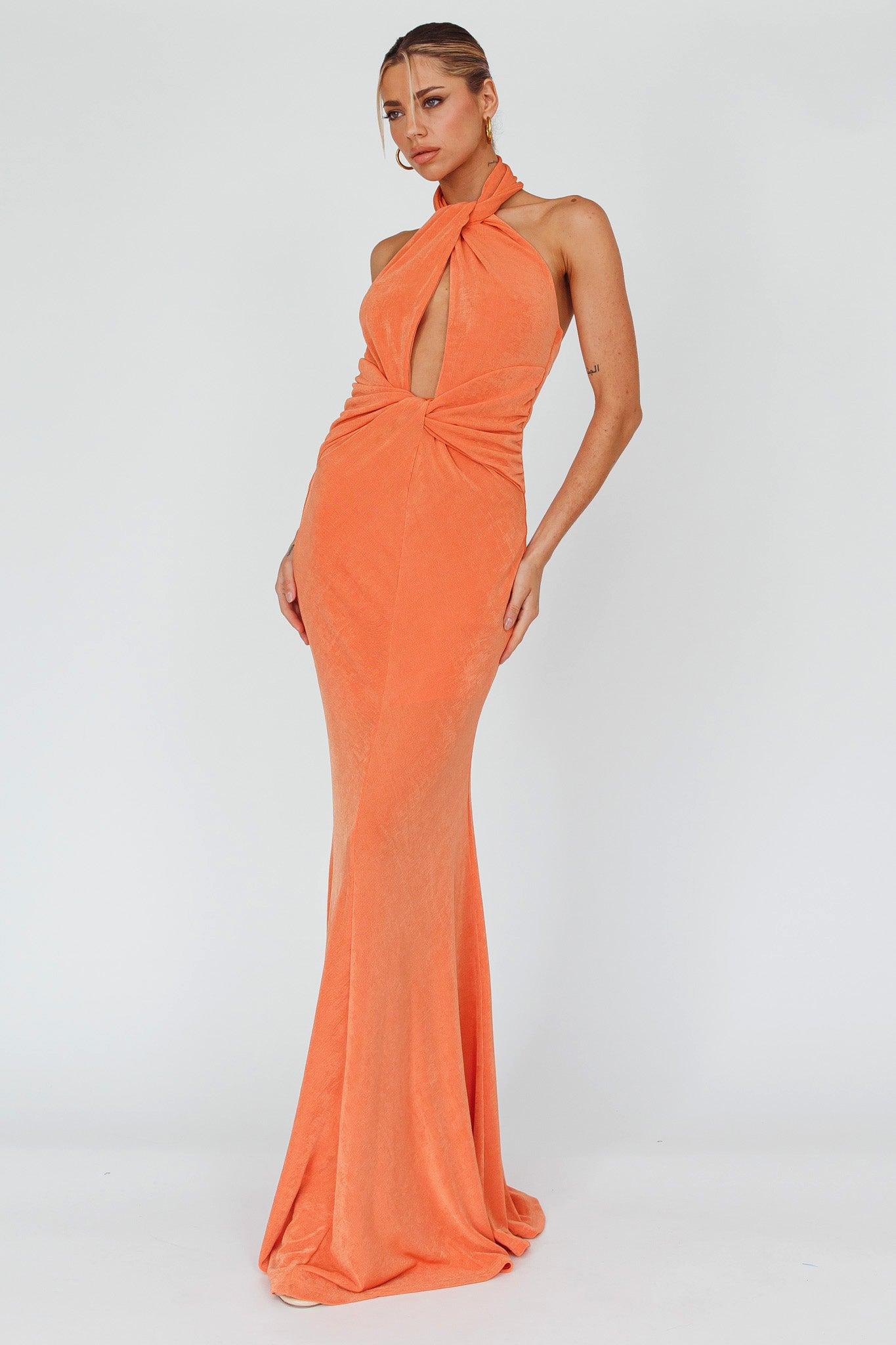 Ileana Twist Bodice Maxi Dress Orange by Selfie Leslie Australia