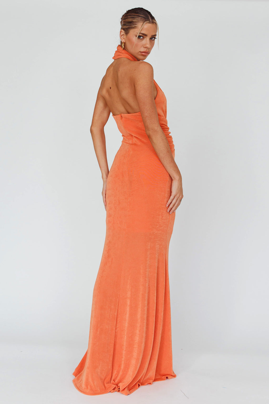 Ileana Twist Bodice Maxi Dress Orange by Selfie Leslie Australia