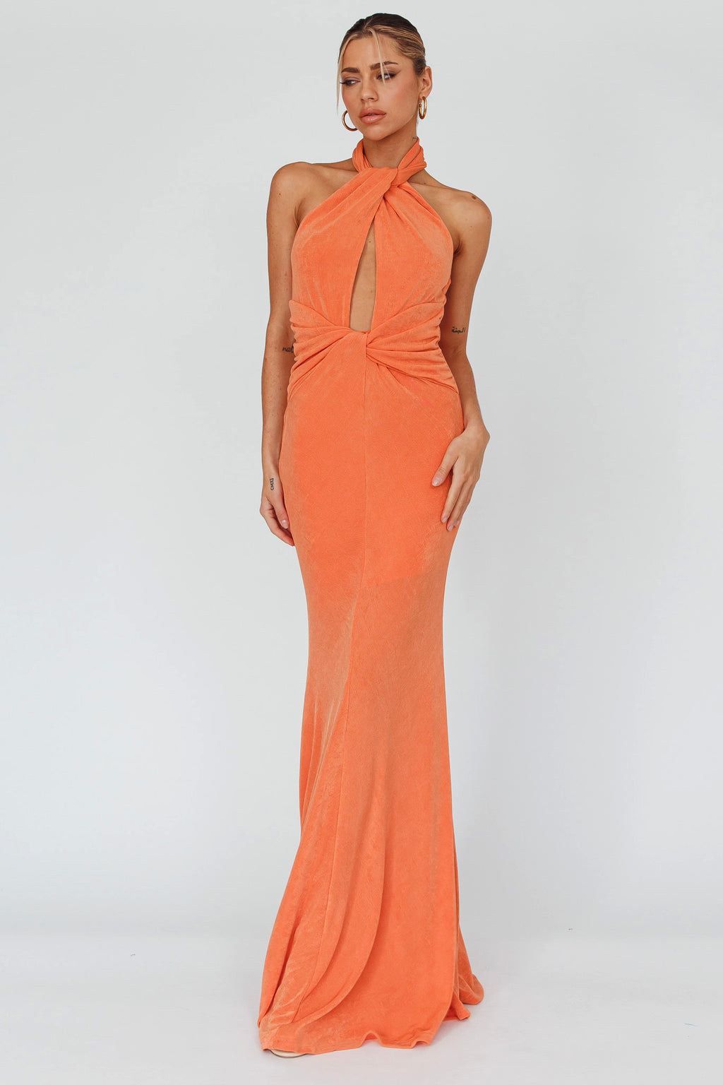 Ileana Twist Bodice Maxi Dress Orange by Selfie Leslie Australia
