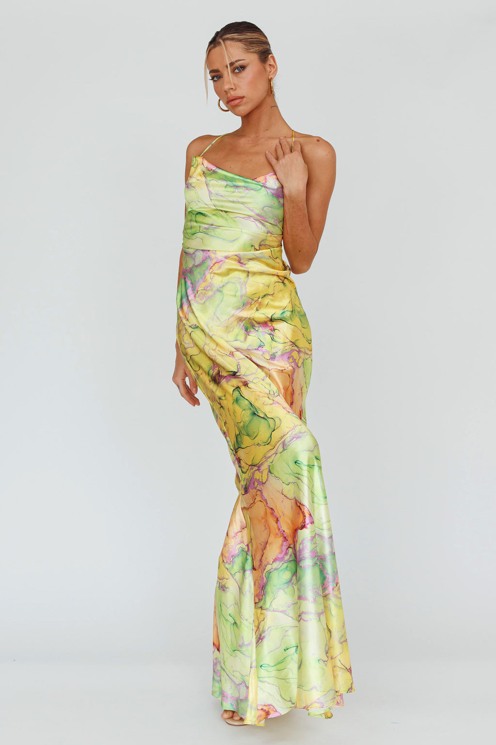 Bailey Strappy Chain Back Maxi Dress Lime by Selfie Leslie Australia