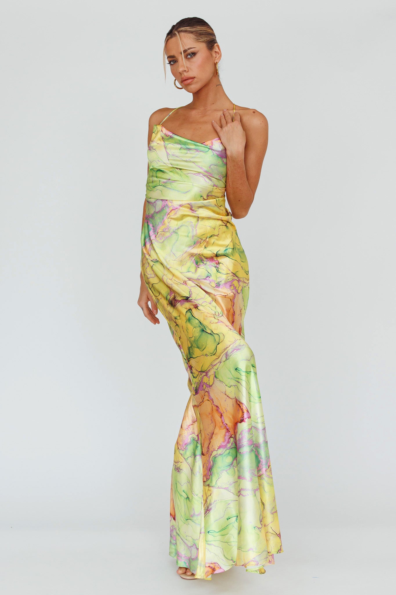 Bailey Strappy Chain Back Maxi Dress Lime by Selfie Leslie Australia