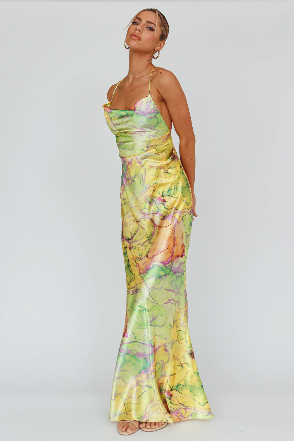 Bailey Strappy Chain Back Maxi Dress Lime by Selfie Leslie Australia