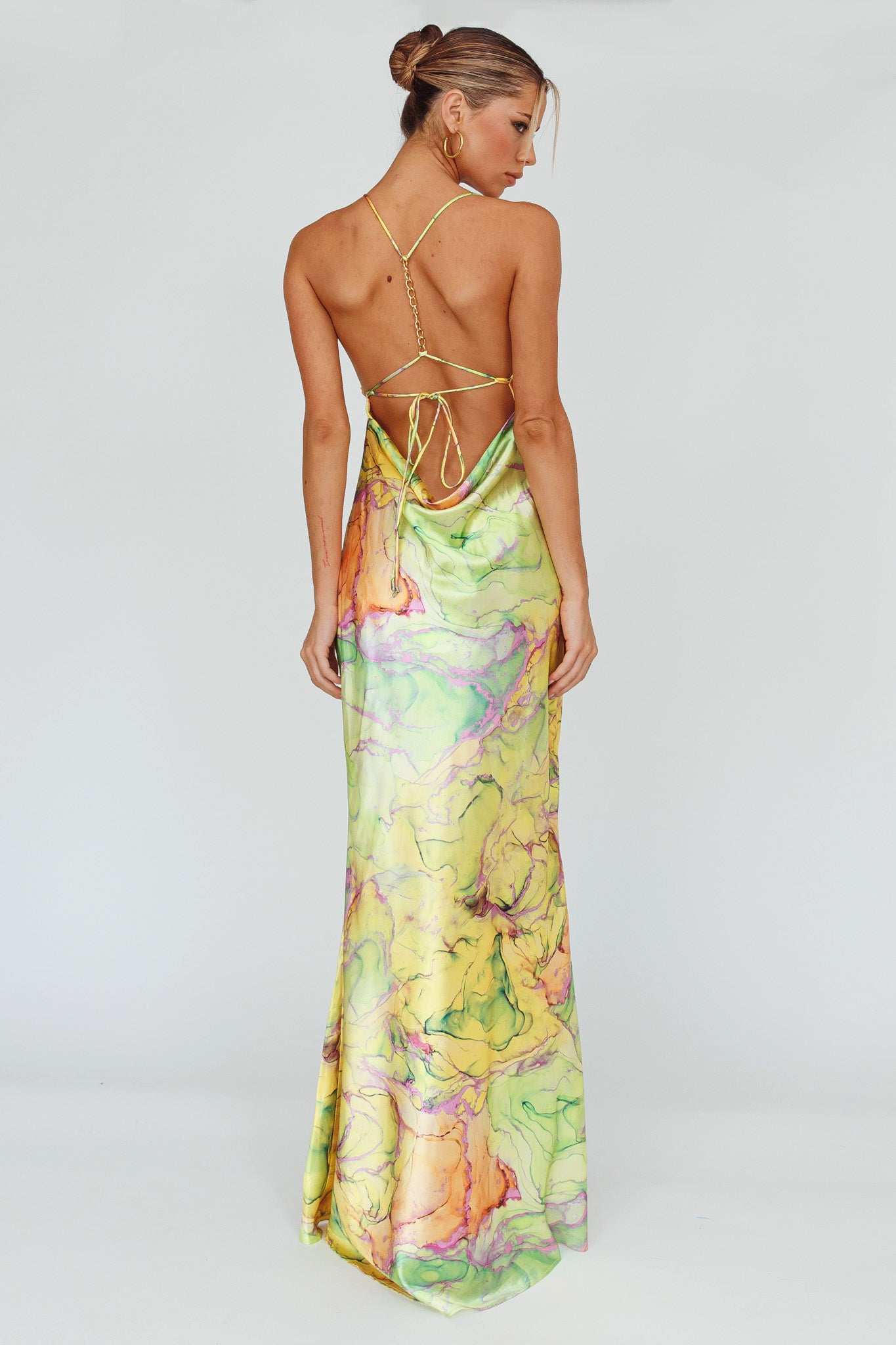 Bailey Strappy Chain Back Maxi Dress Lime by Selfie Leslie Australia