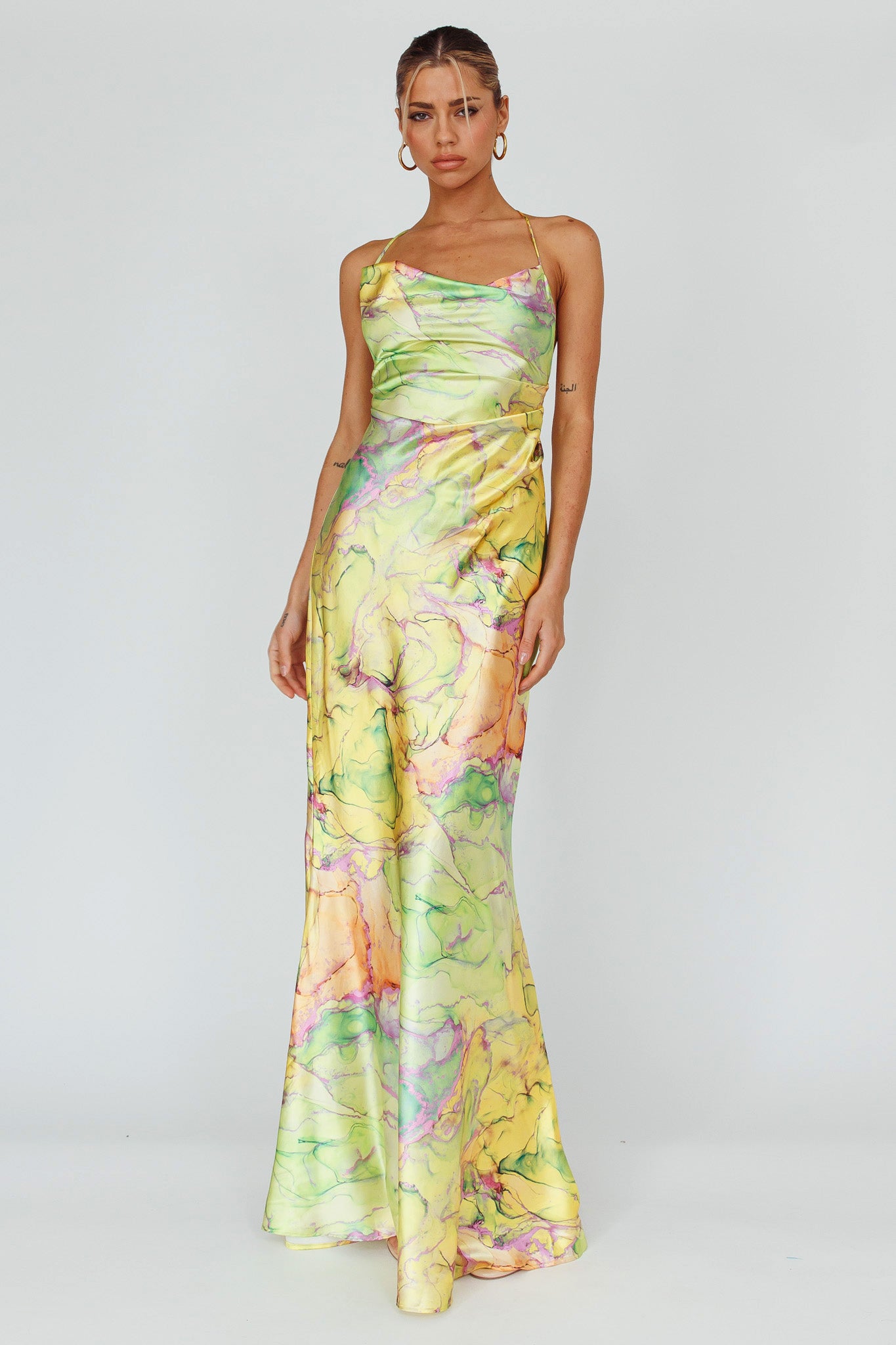 Bailey Strappy Chain Back Maxi Dress Lime by Selfie Leslie Australia