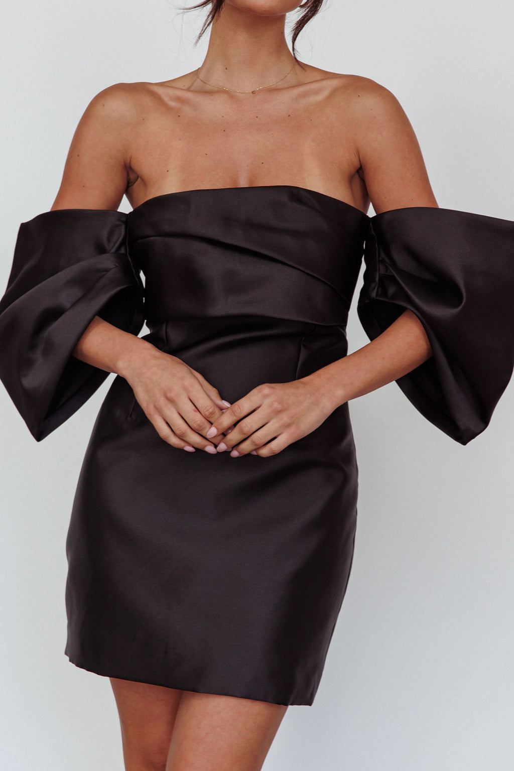 Magnolia Off-Shoulder Mini Dress Black by Selfie Leslie Australia