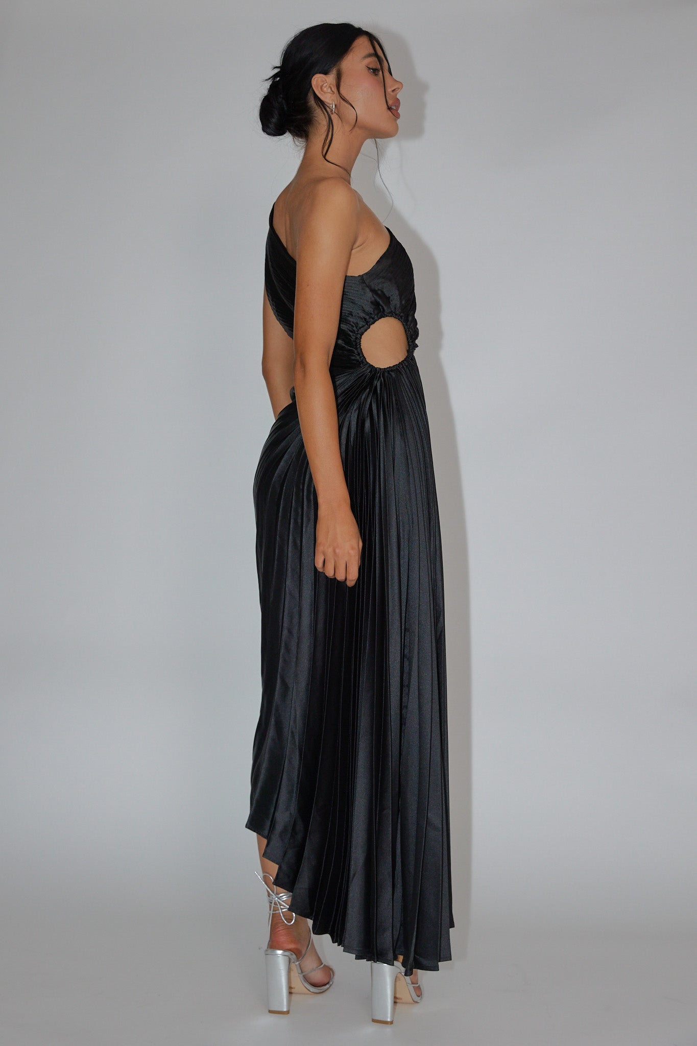 Brooklynn One-Shoulder Accordion Pleat Black by Selfie Leslie Australia