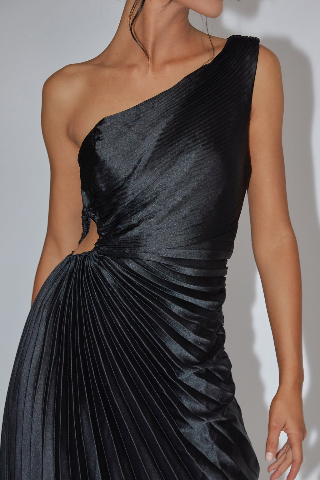Brooklynn One-Shoulder Accordion Pleat Black by Selfie Leslie Australia