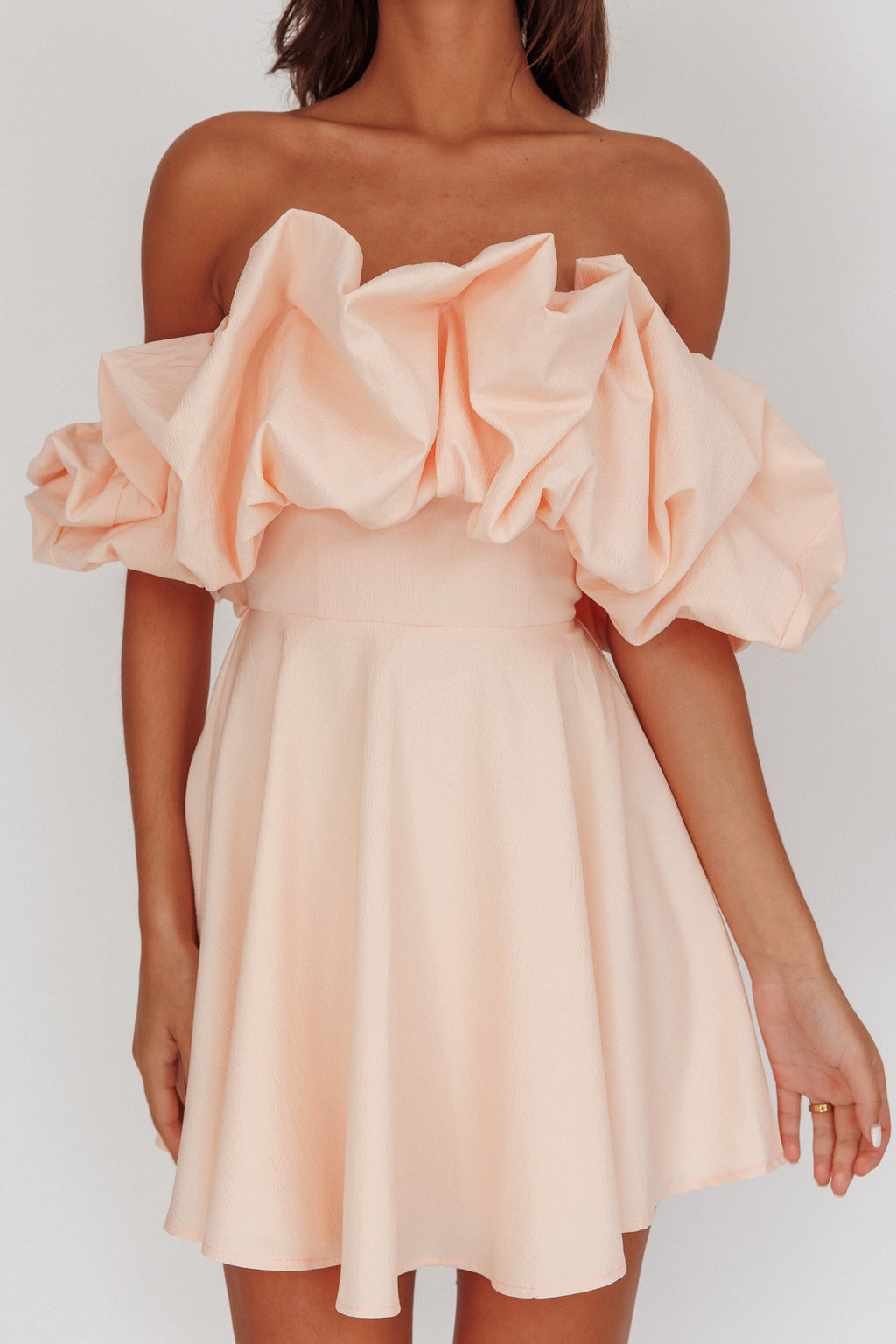 Kailynn Off-Shoulder A-Line Mini Dress Blush by Selfie Leslie Australia