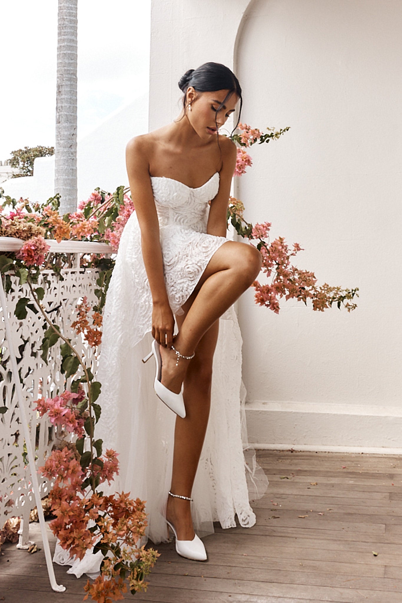 Jeannie High-Low Embellished Mini Dress White by Selfie Leslie Australia