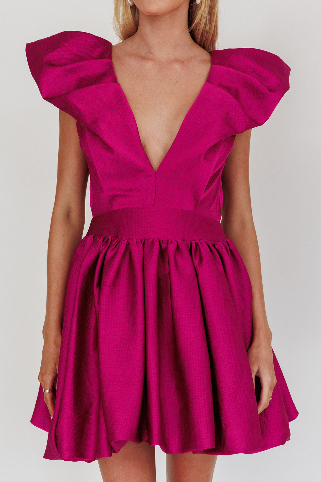 Hidden Heart Bubble Hem Mini Dress Magenta by Selfie Leslie Australia