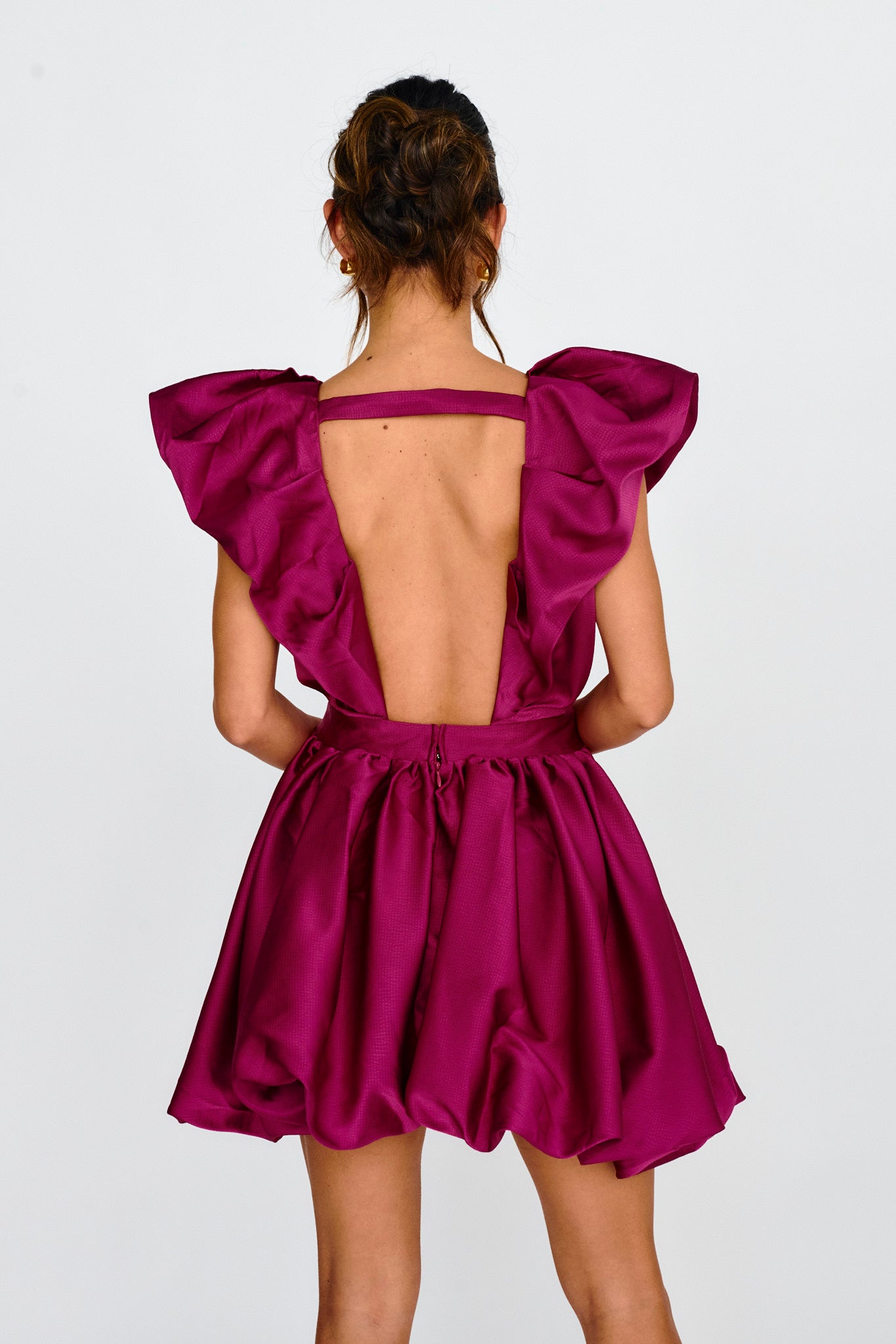 Hidden Heart Bubble Hem Mini Dress Magenta by Selfie Leslie Australia