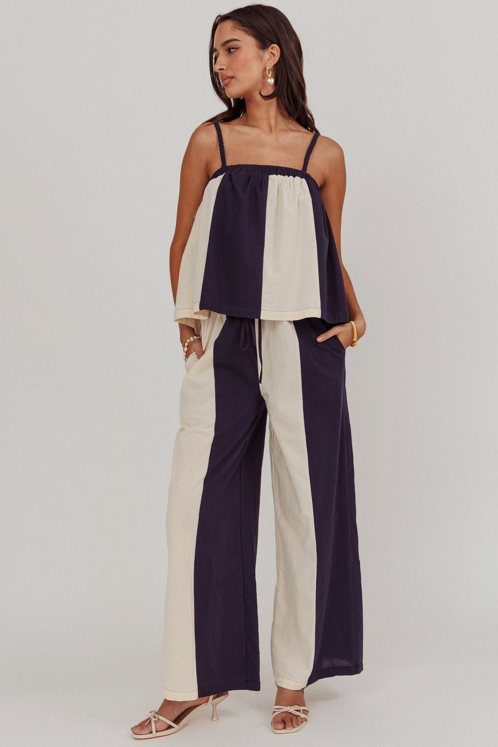 Dream Girl Contrast Wide Leg Pant Midnight by Selfie Leslie Australia