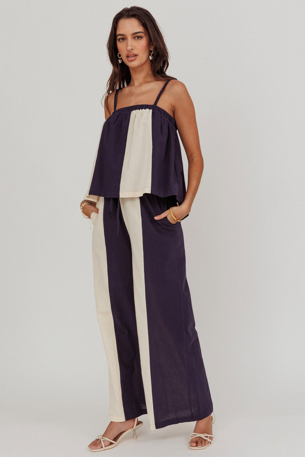 Dream Girl Contrast Wide Leg Pant Midnight by Selfie Leslie Australia