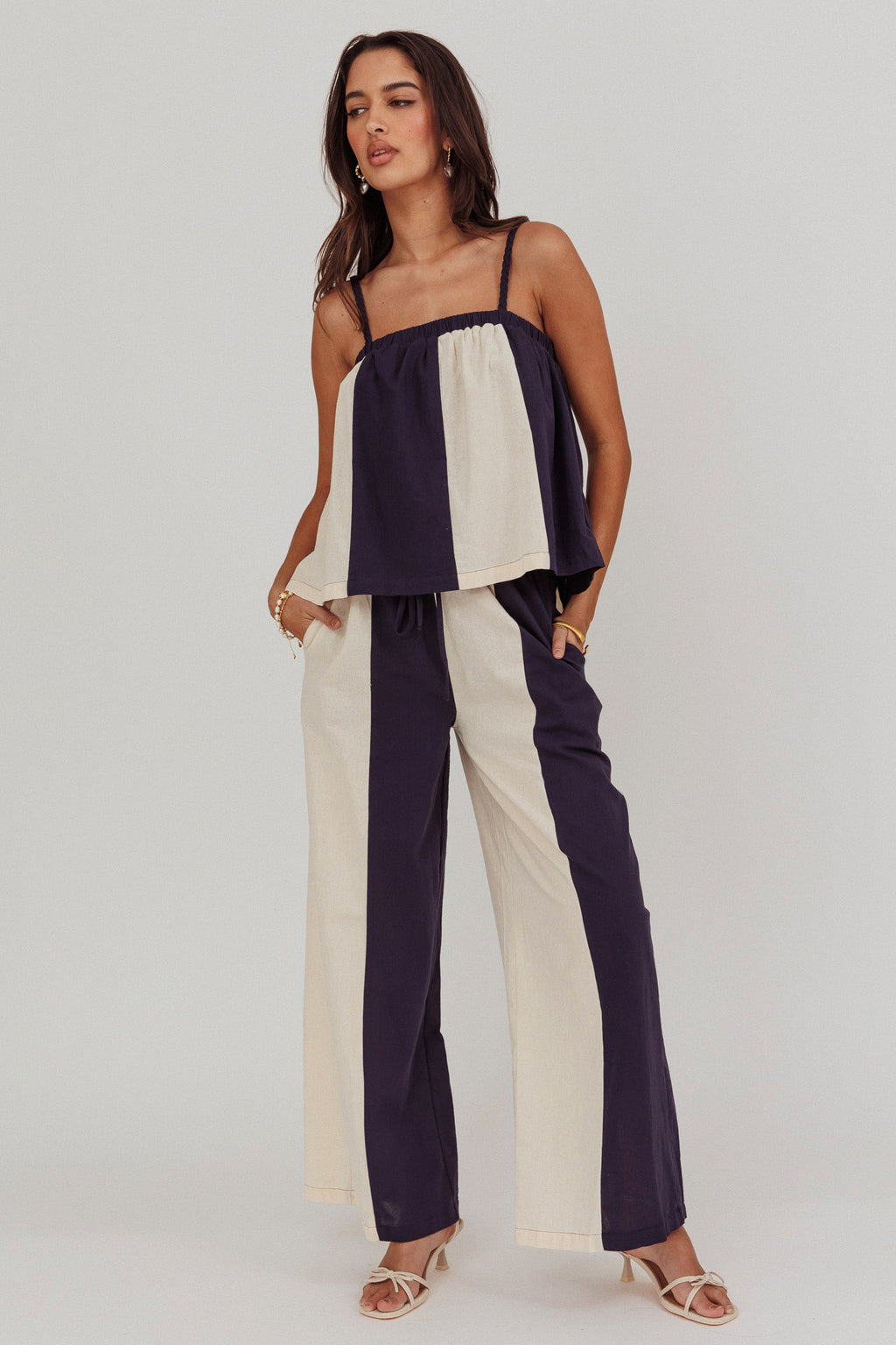 Dream Girl Contrast Wide Leg Pant Midnight by Selfie Leslie Australia